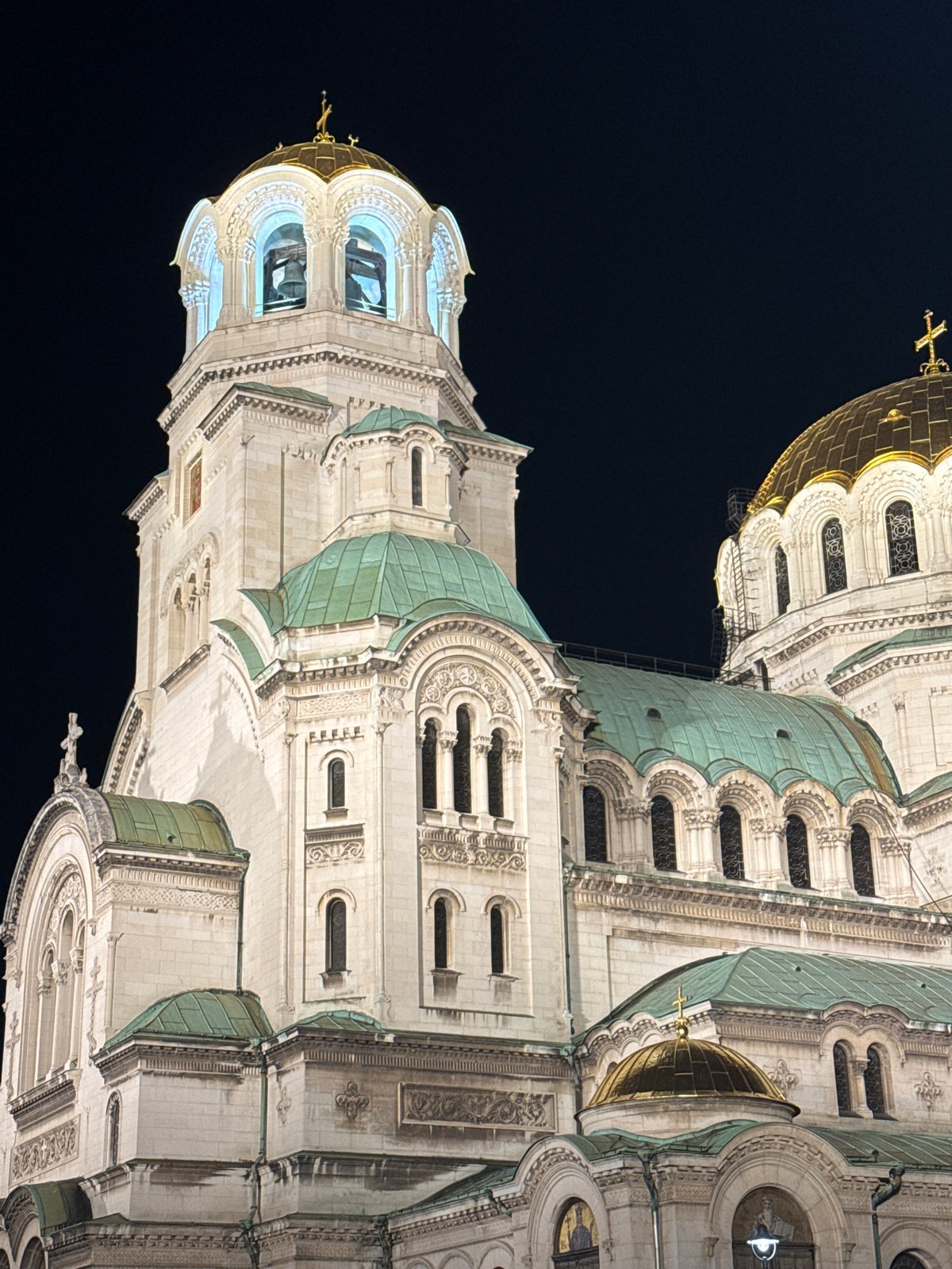 Sofia's Alexander Nevsky Cathedral captured illuminated at night
