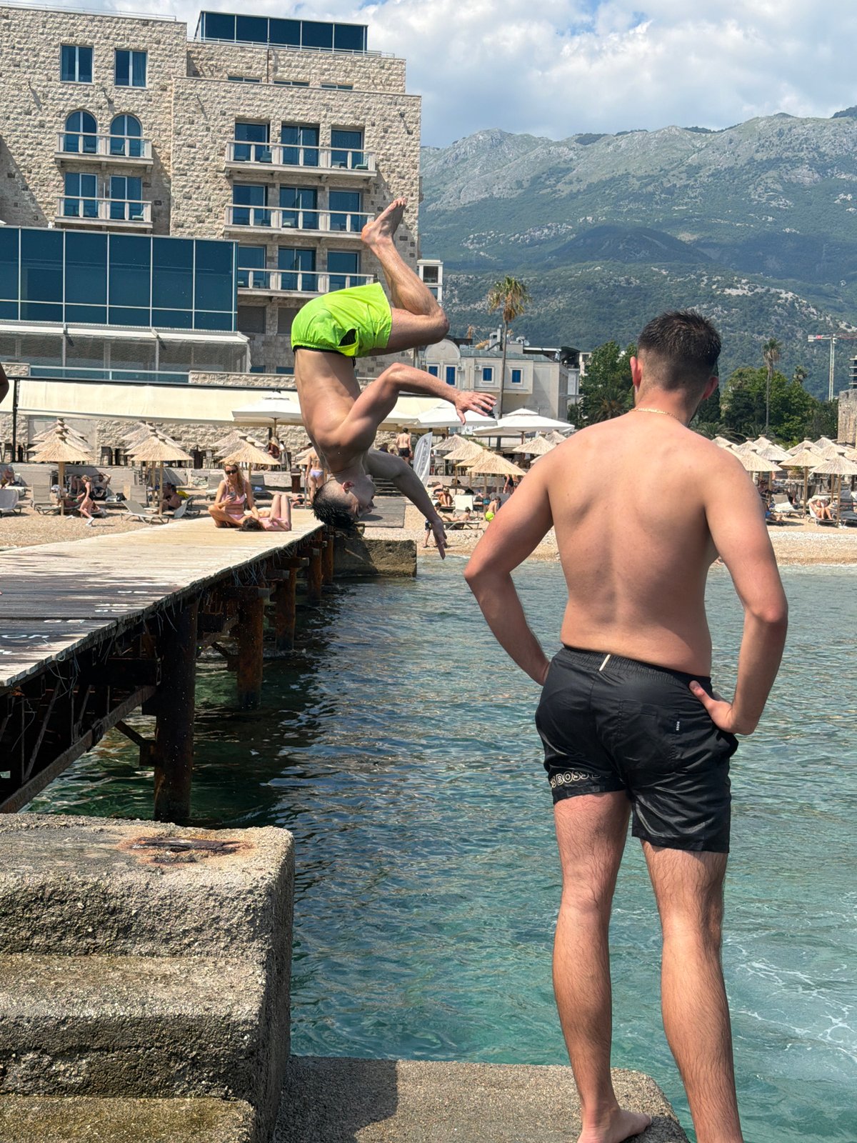 Summer afternoon on Budva's waterfront piers and beaches