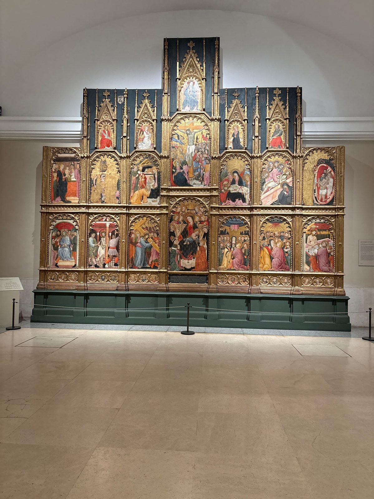 Visitor documents religious artworks at Madrid's Prado Museum