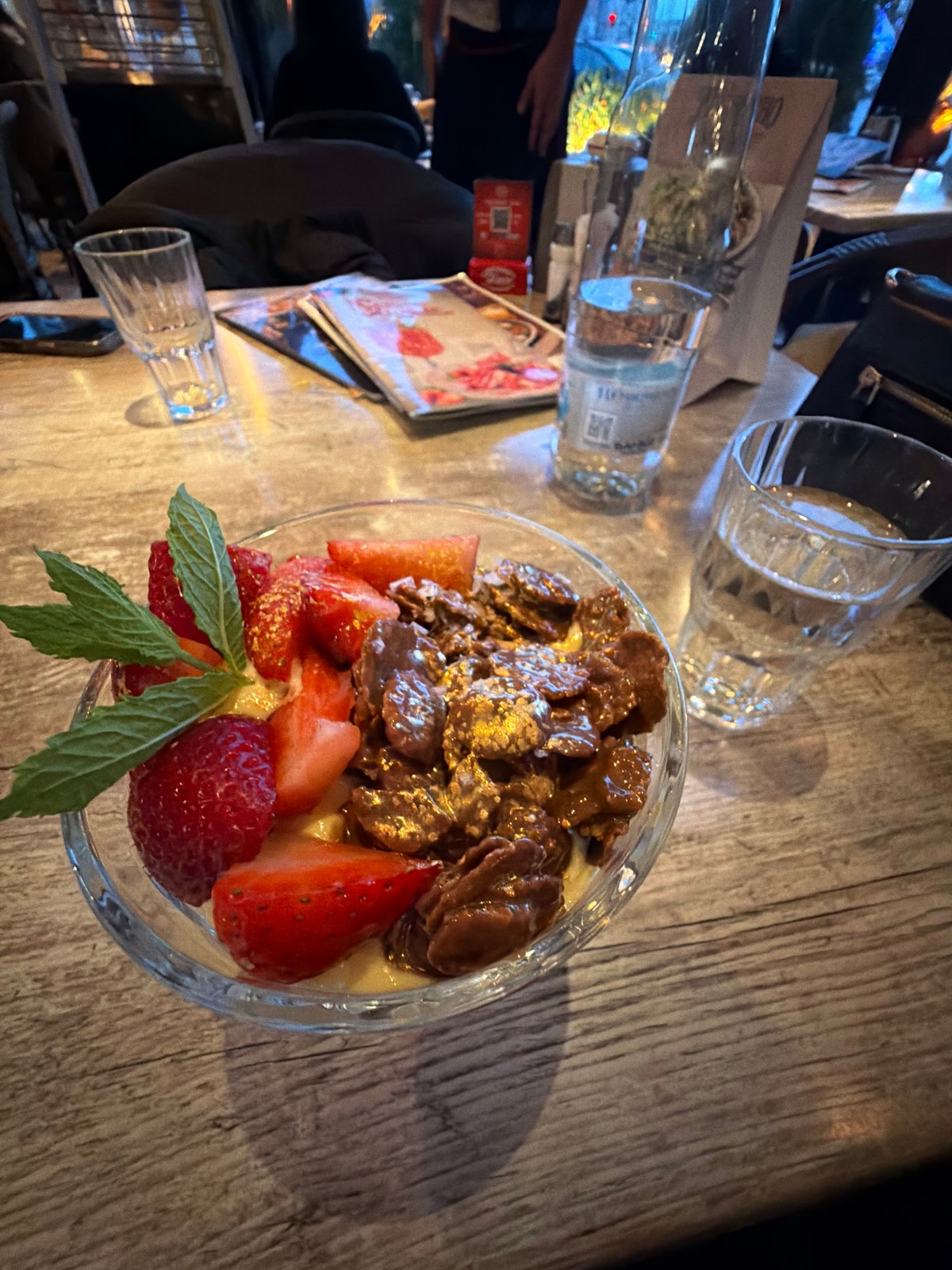 Evening dessert service documented at Sofia restaurant