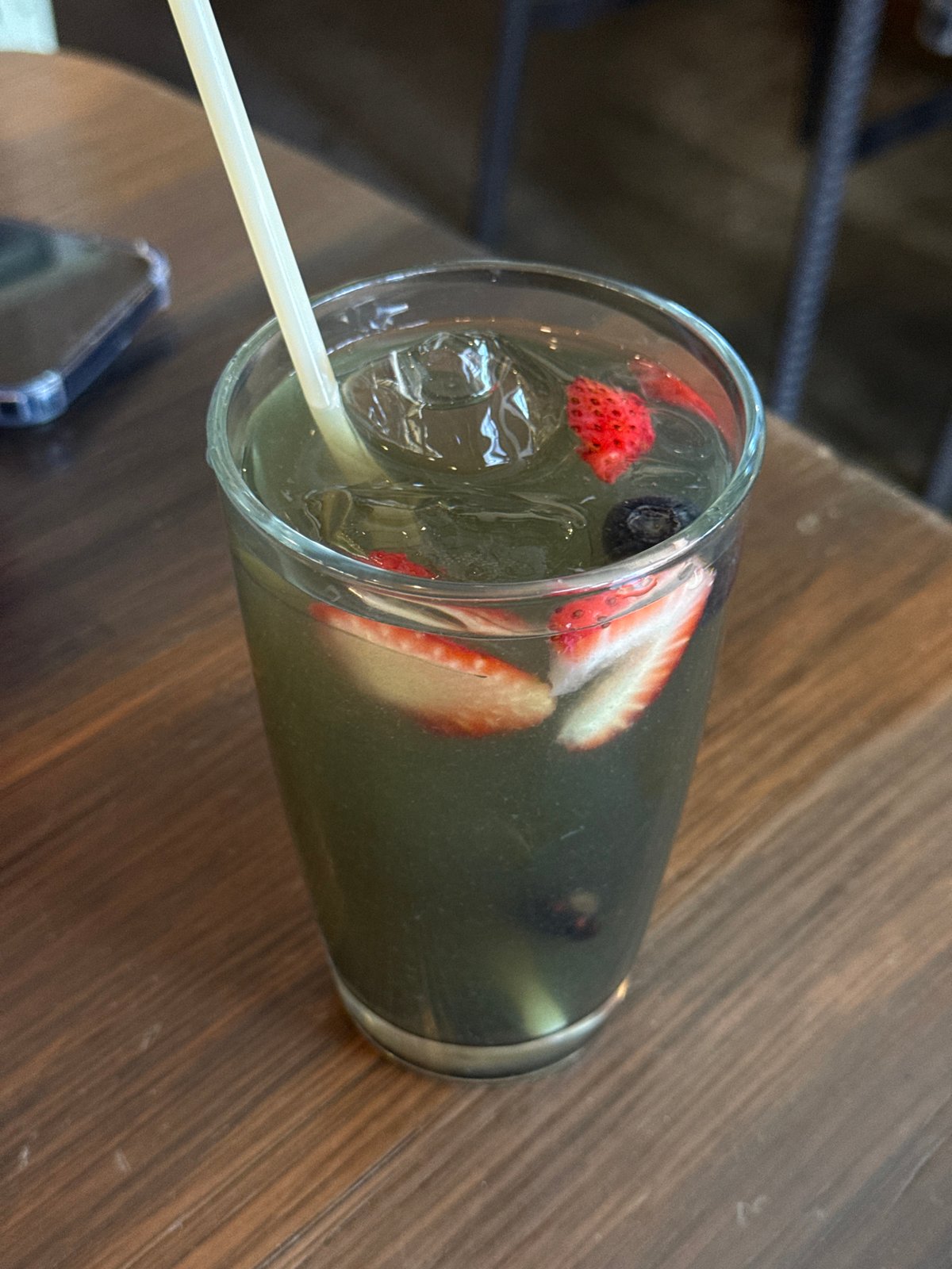 Green fruit beverage served at Guadalajara establishment