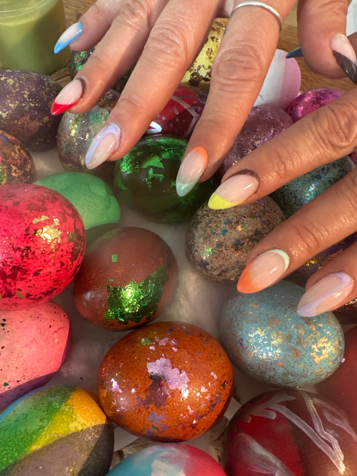 Easter egg decorating and spring flowers captured Saturday morning
