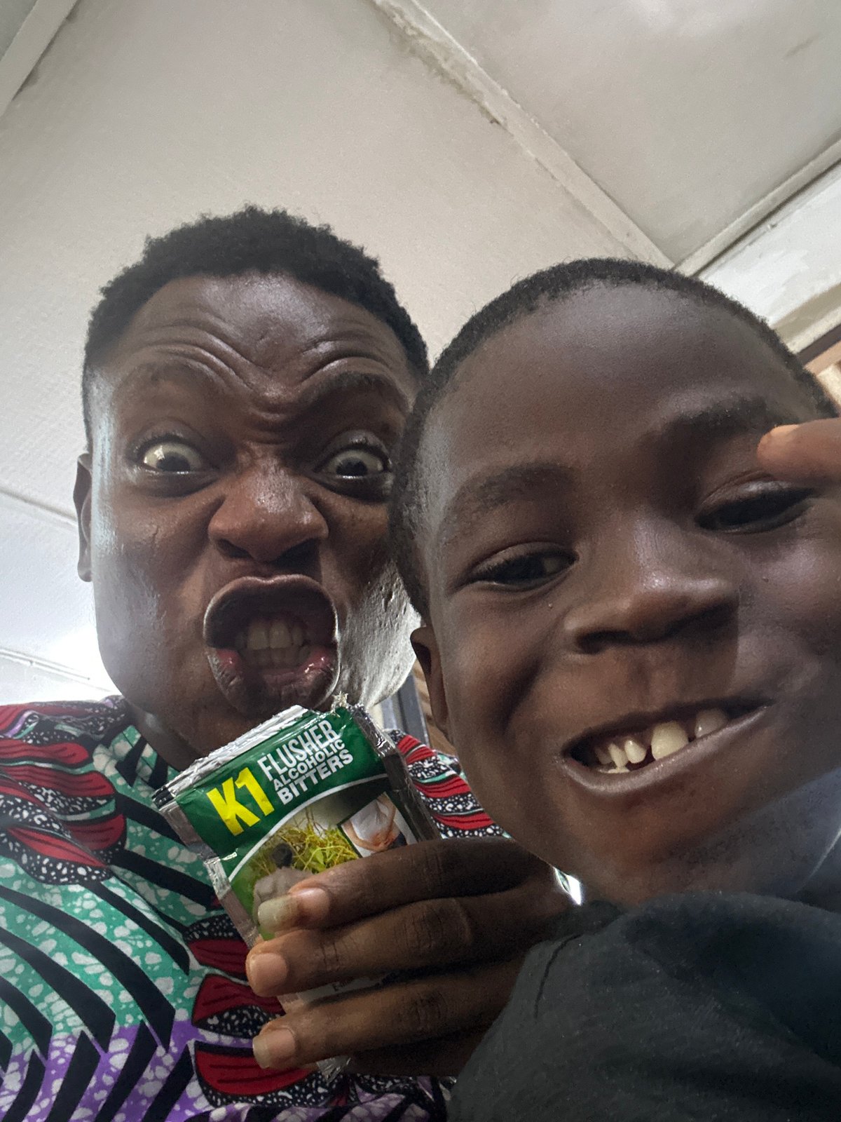 Friends pose with health product packets, play bottle-cap checkers