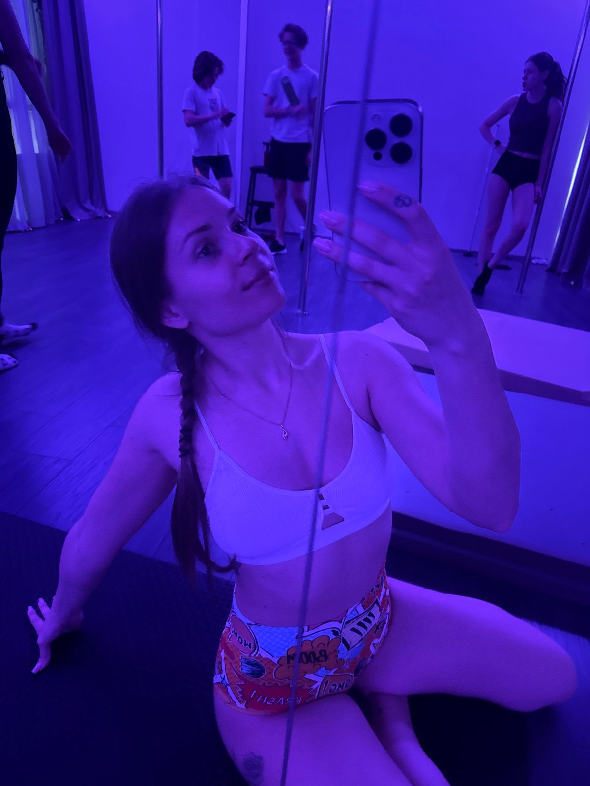Dance studio session with pole practice and selfies in Batumi