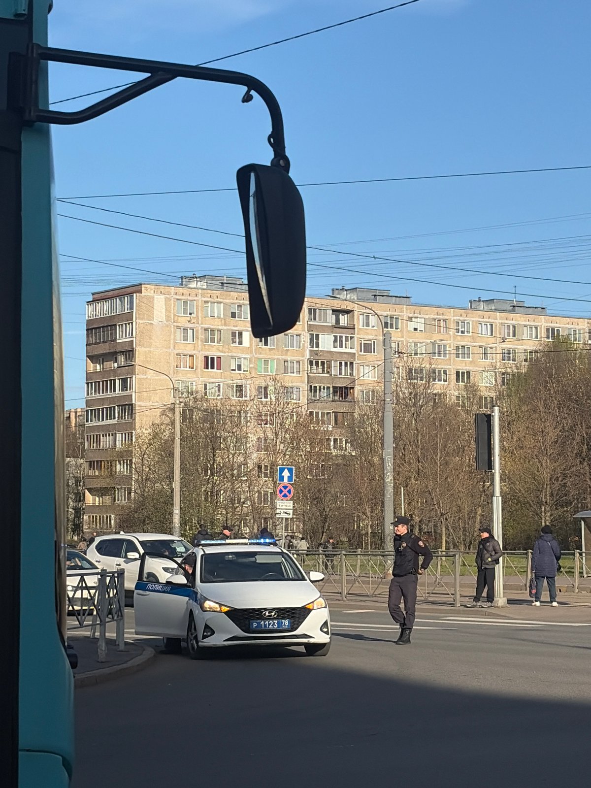 Street view of apartment building captured in Saint Petersburg