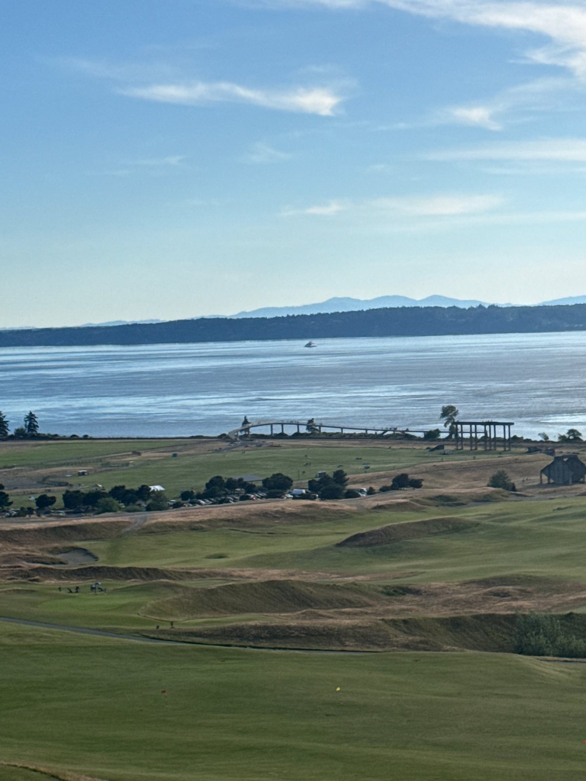 Multiple perspectives of Chambers Bay Golf Course fairways and terrain