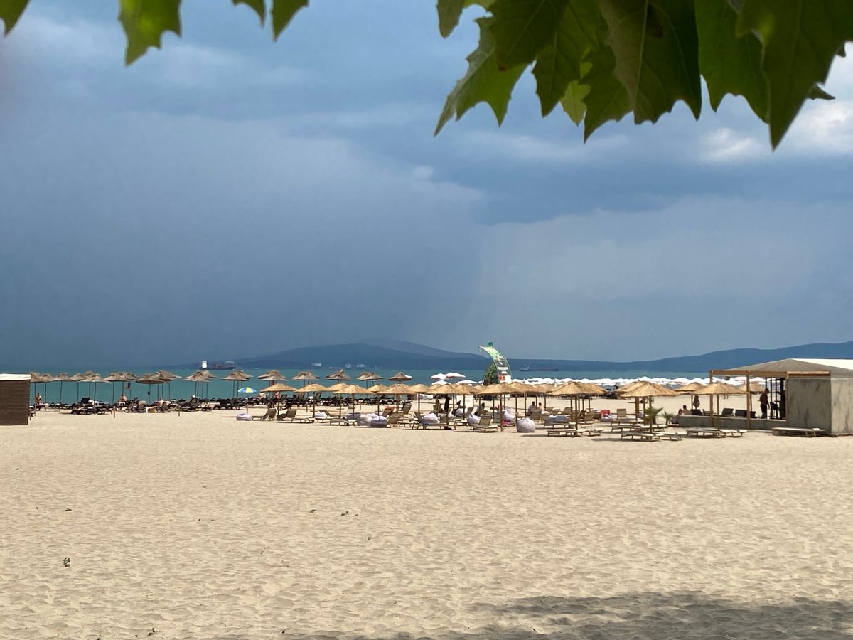 Burgas beachfront and seaside park on a stormy summer afternoon