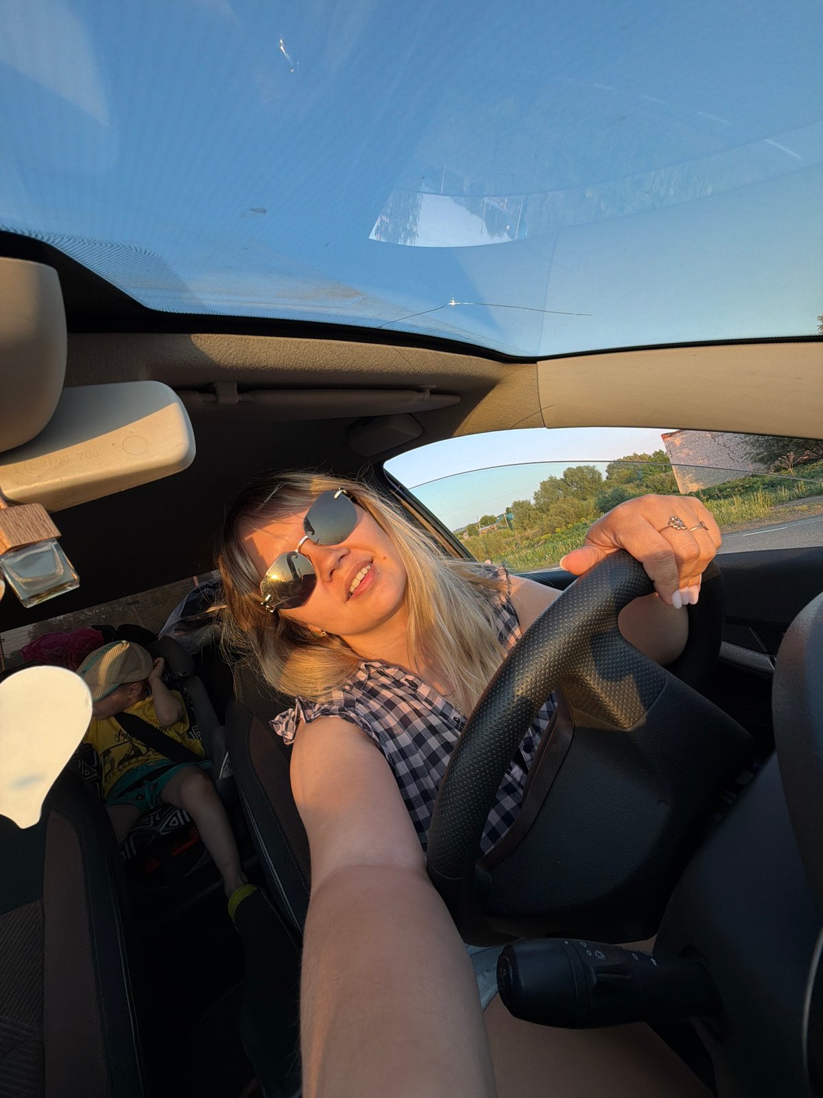 Woman Takes Car Selfies in Чумна, Russia