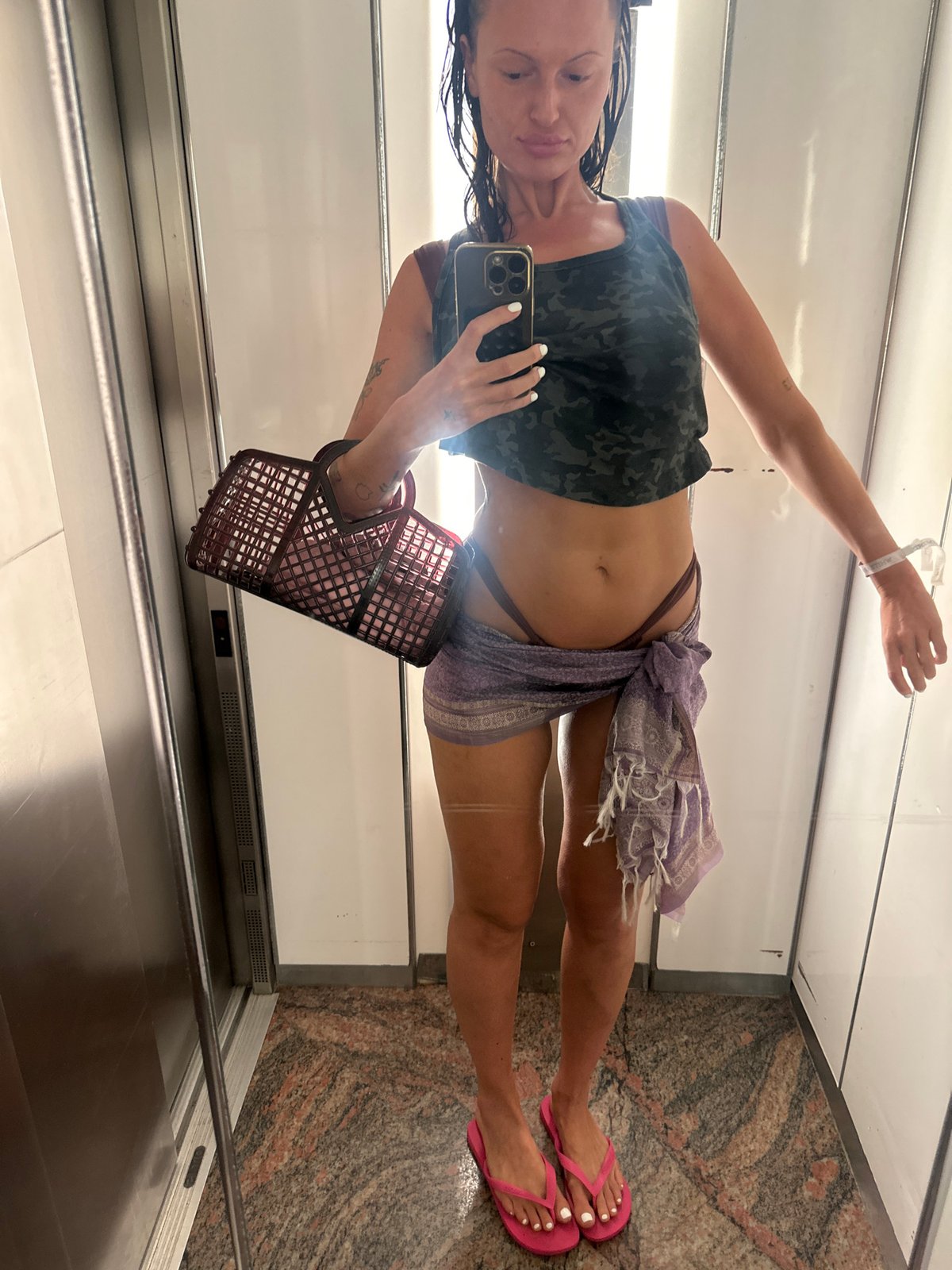 Person documents morning routine through selfies in Ibiza