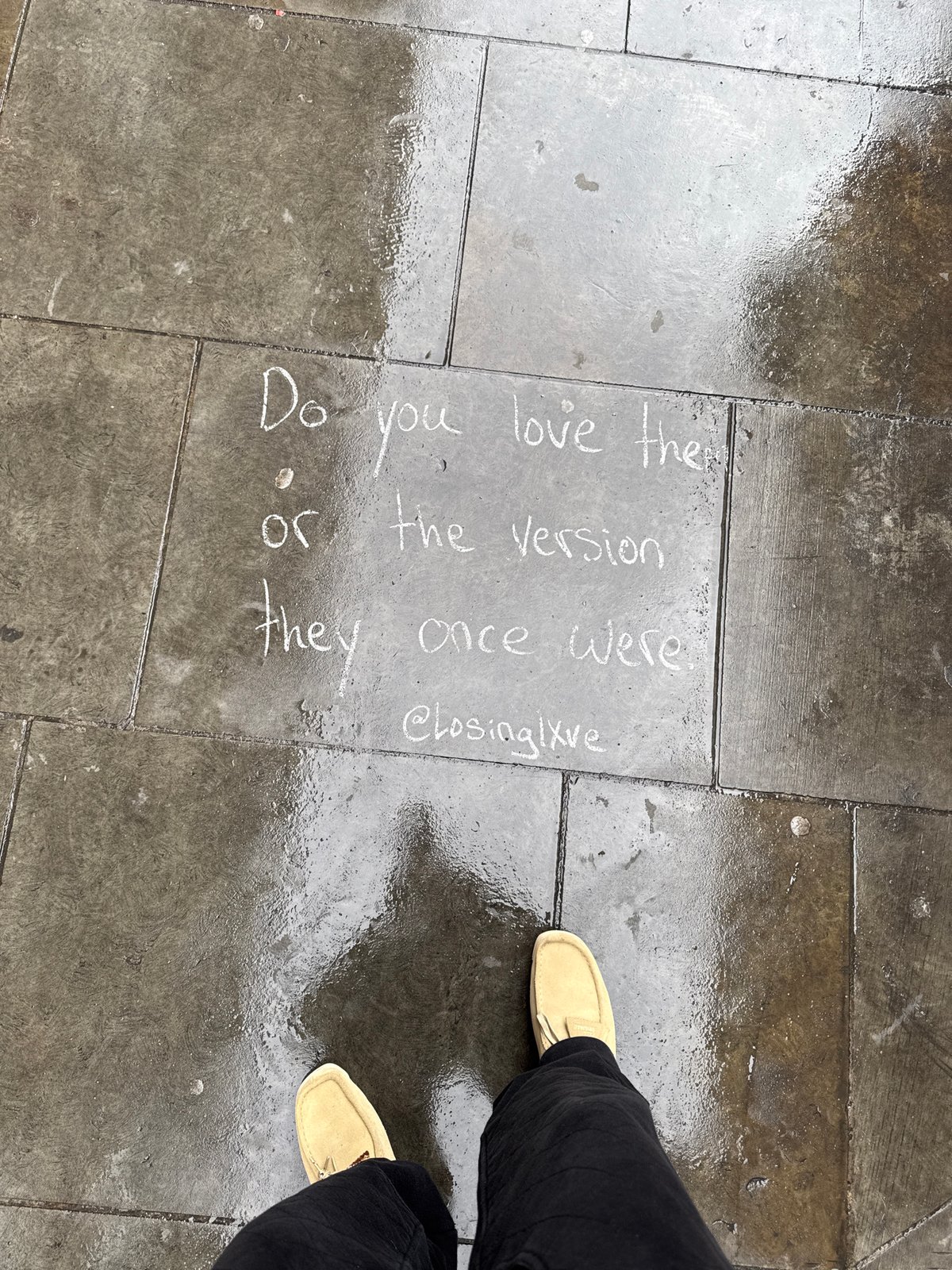 Chalk message about love appears on London pavement