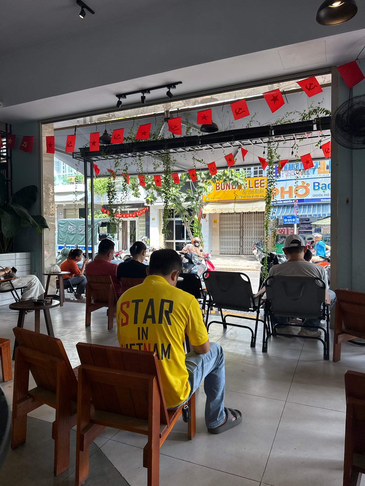 Early morning cafe visit documented in Nha Trang, Vietnam