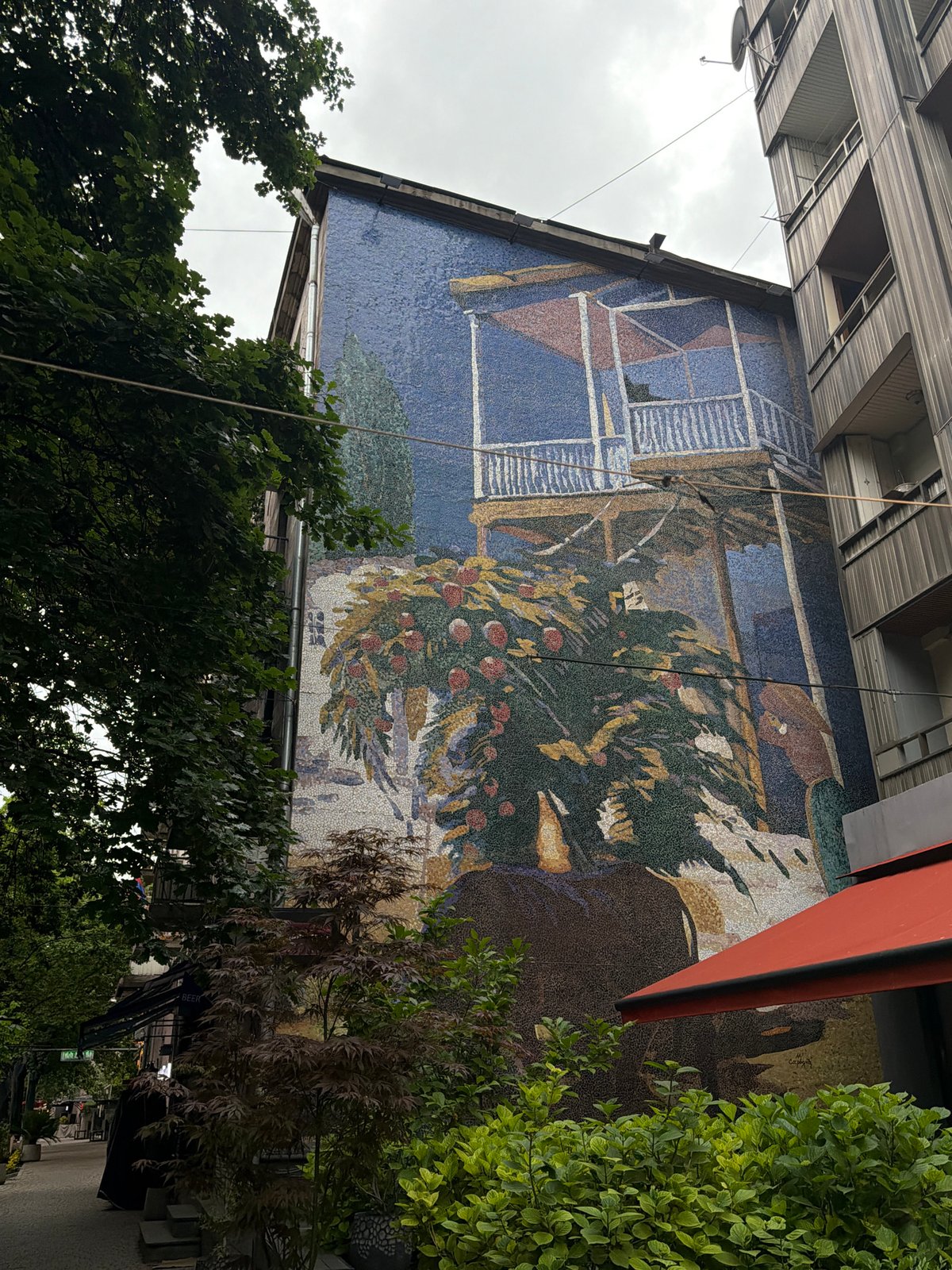 Mosaic garden mural documented on Yerevan building