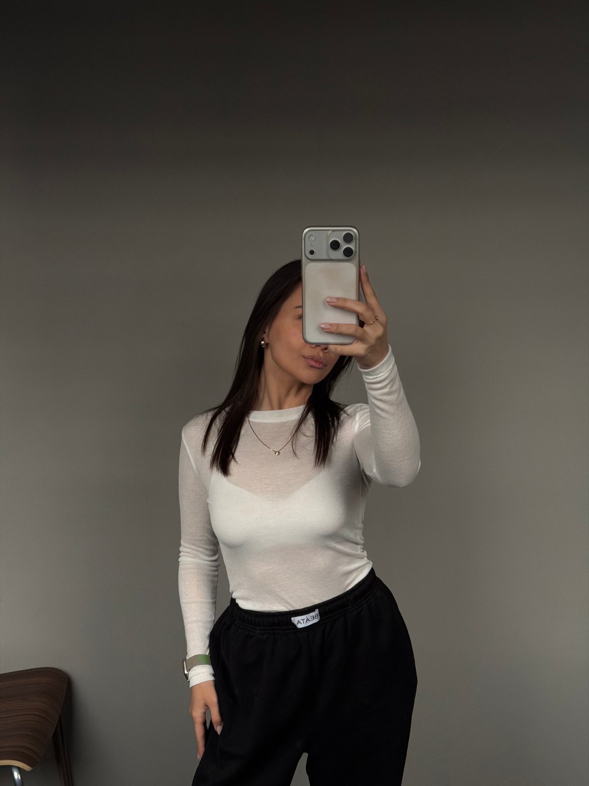 Woman takes selfie in Krasnoyarsk apartment