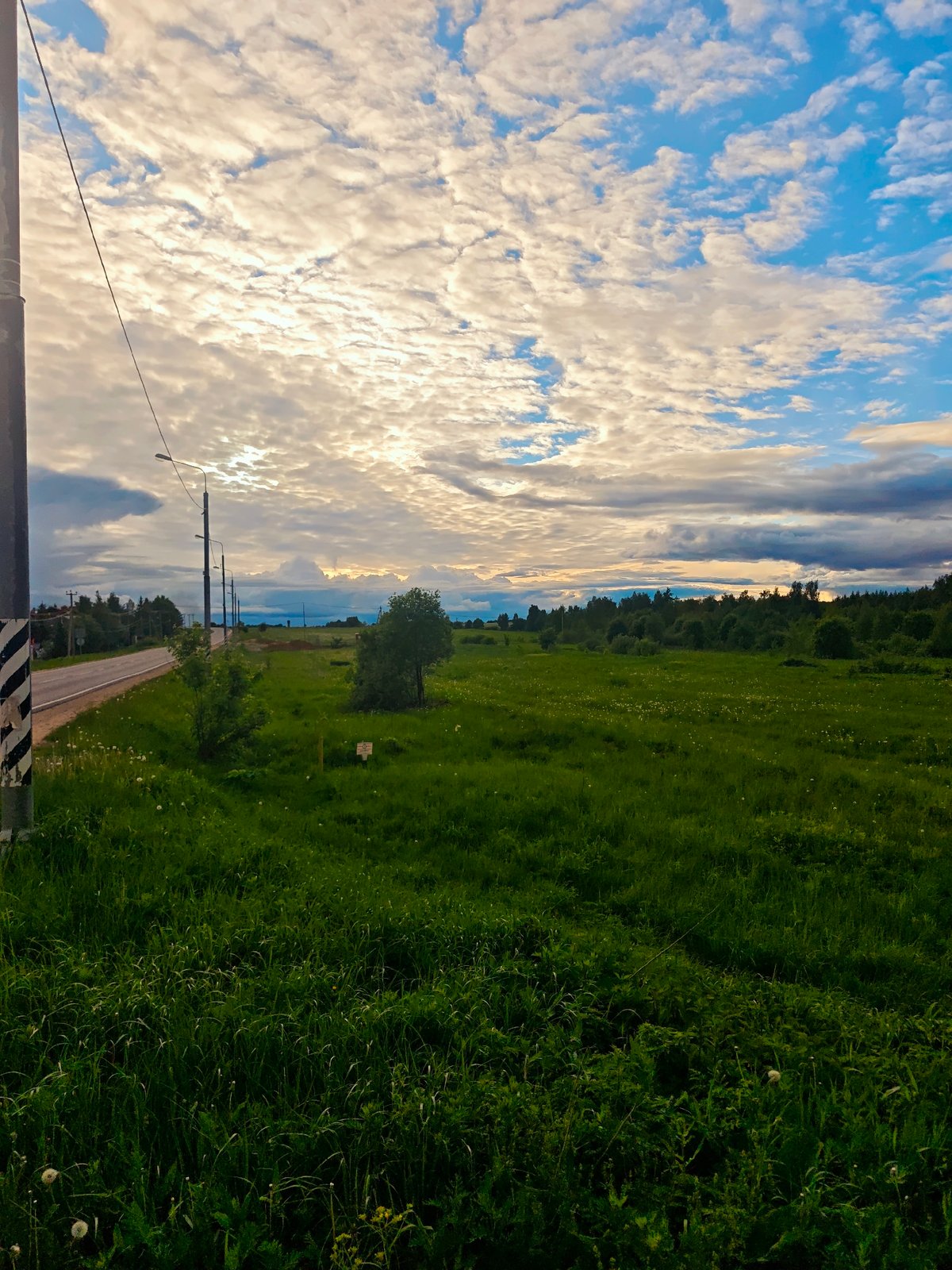 Woman waits at rural Russian bus stop amid gathering storm