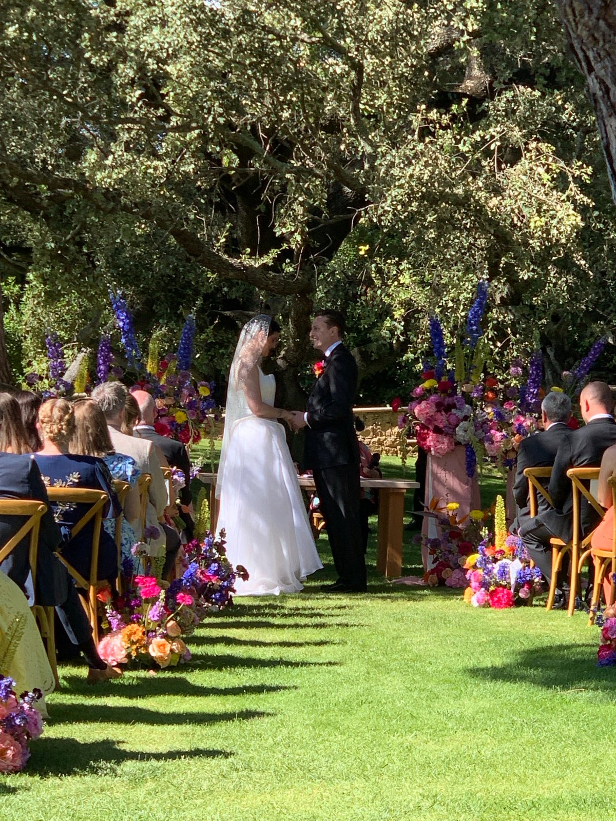 Outdoor wedding ceremony observed at unidentified location