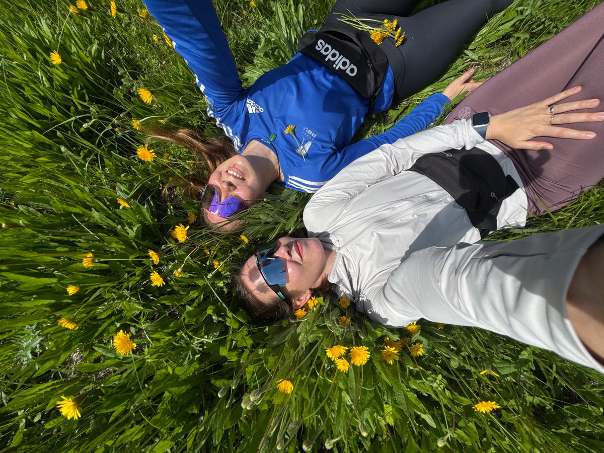 Women enjoy morning jog in Russian dandelion field