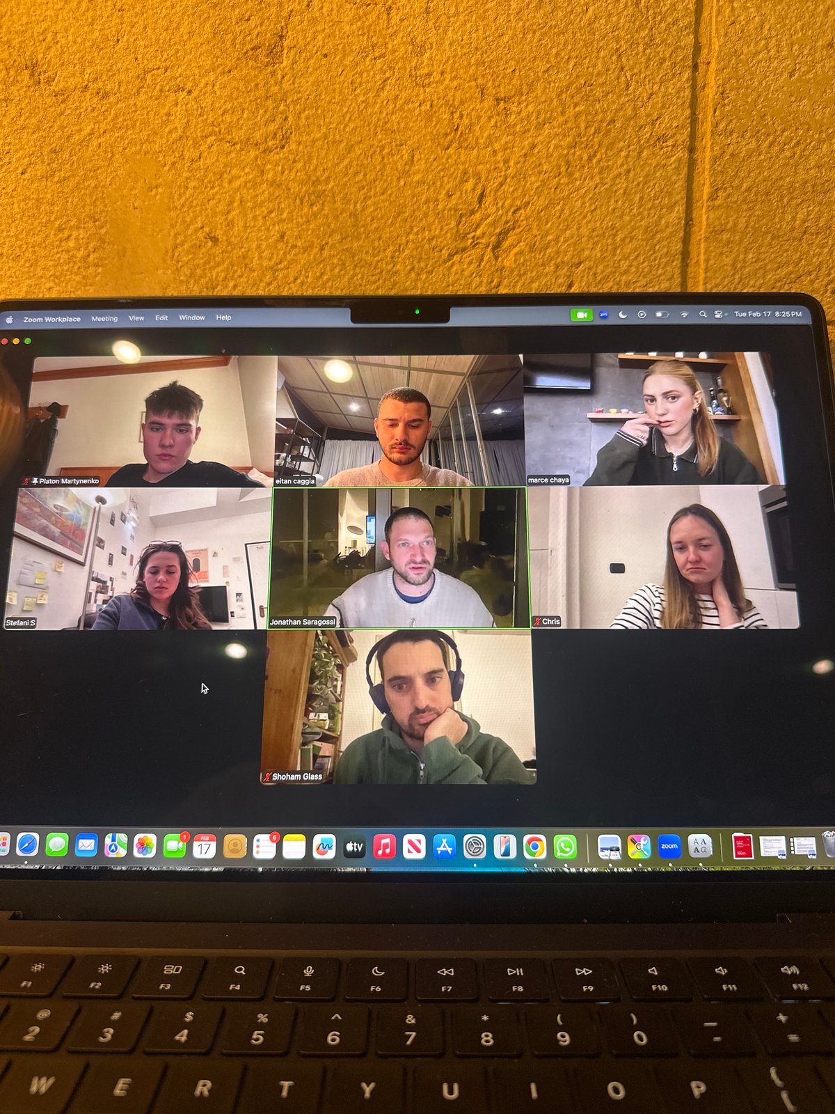 Zoom call captured on MacBook in Raanana home setting