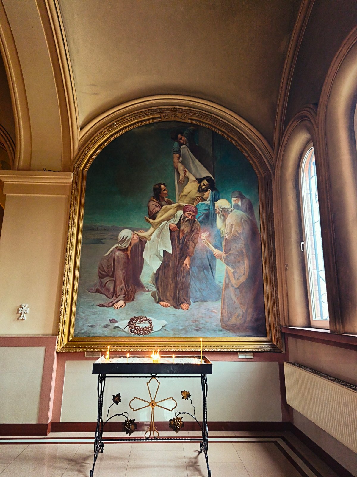 Church interior views in Vladikavkaz show ornate religious artwork