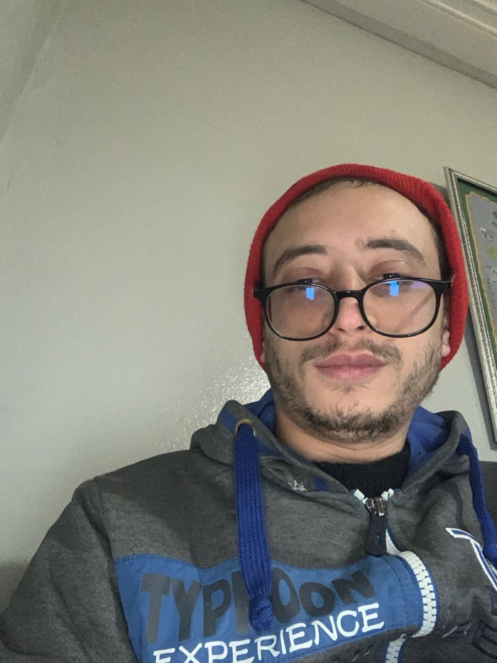 Evening selfie session documented in Meknes, Morocco apartment
