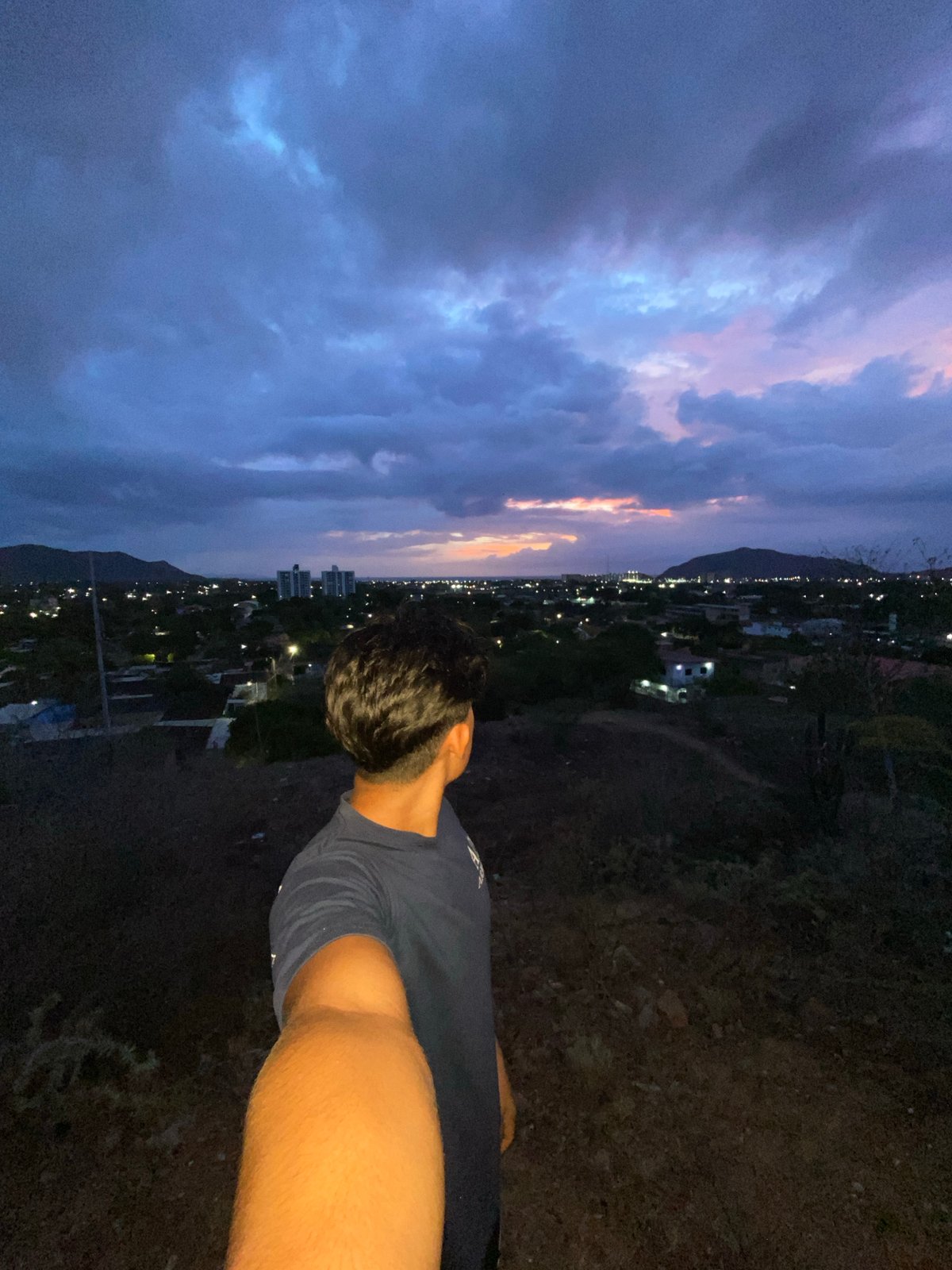 Hilltop view over Juan Griego at twilight