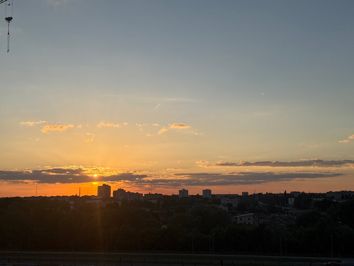 Warm sunset colors over Homyel, Belarus