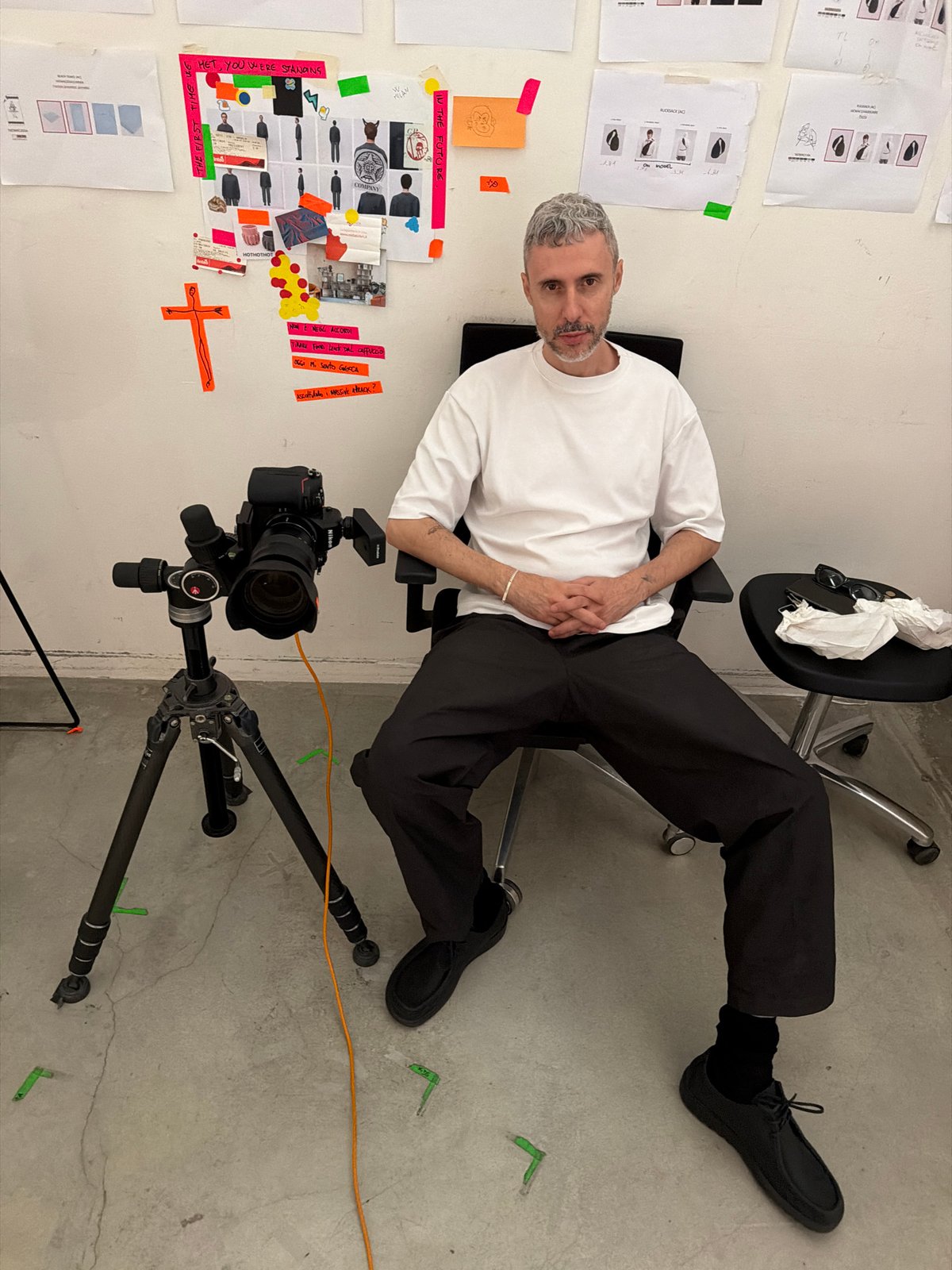 C.P. Company photo production underway at a Milan studio