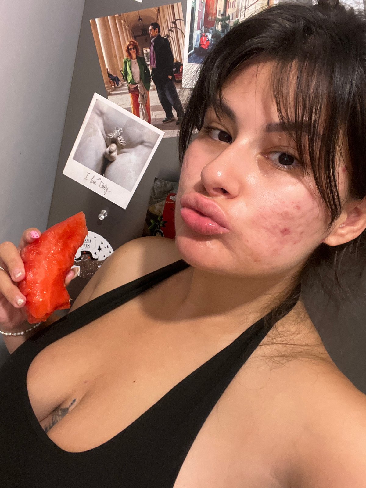 Relaxed home hangout with watermelon and selfies in Kiryat Bialik