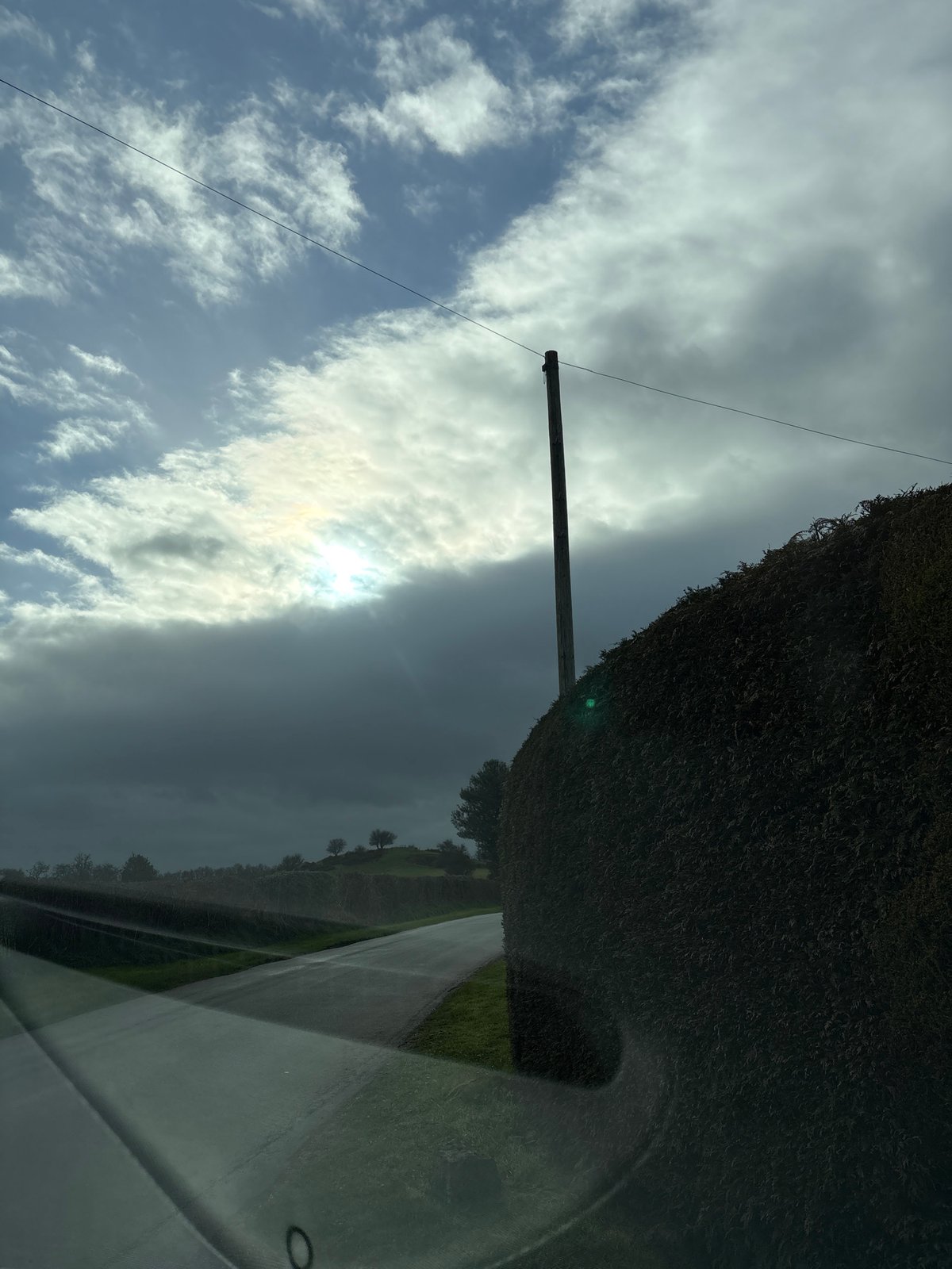 Dramatic cloudy skies and wet roads captured in Shrewsbury