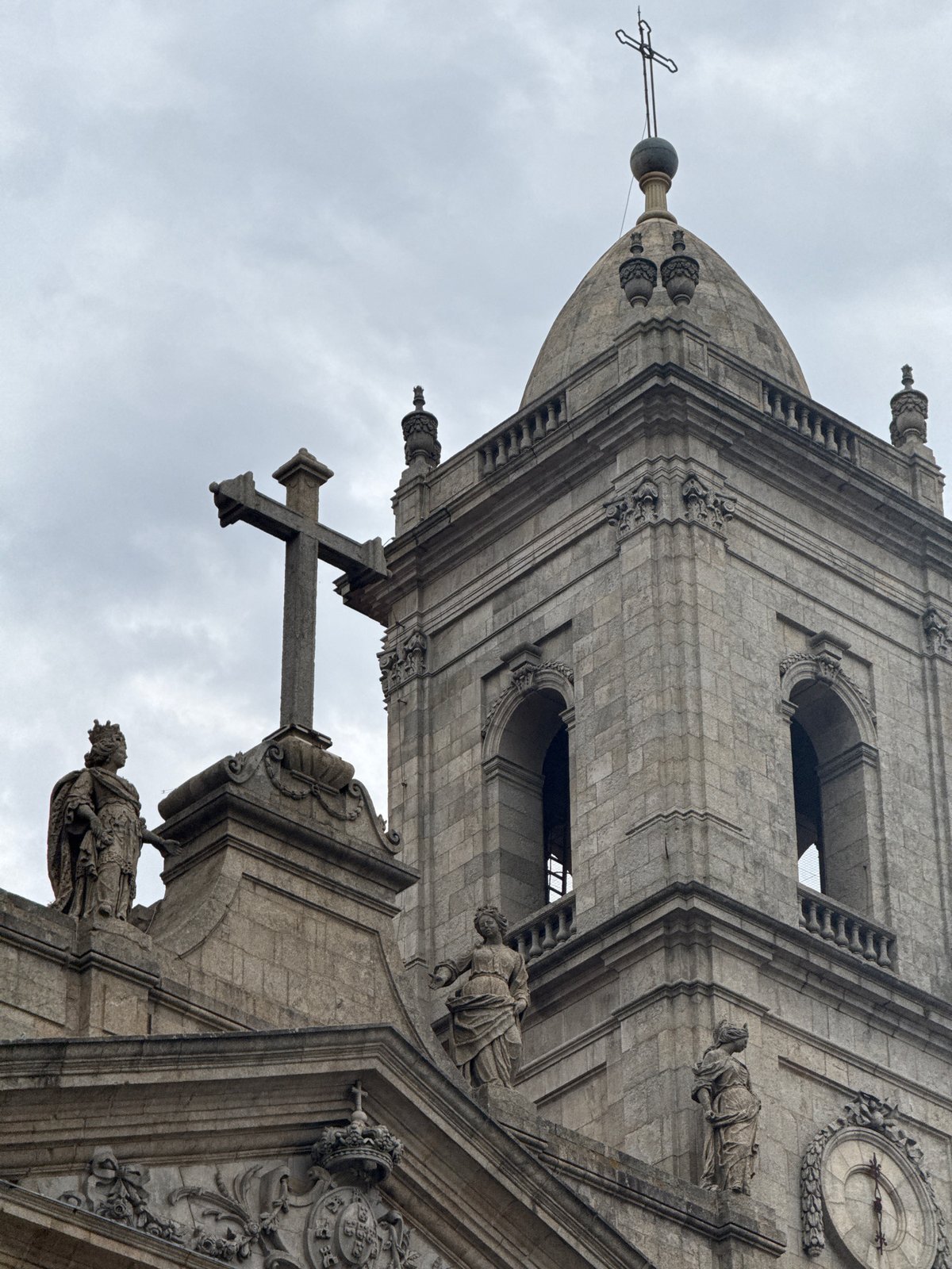 Porto's landmark churches up close on an overcast afternoon