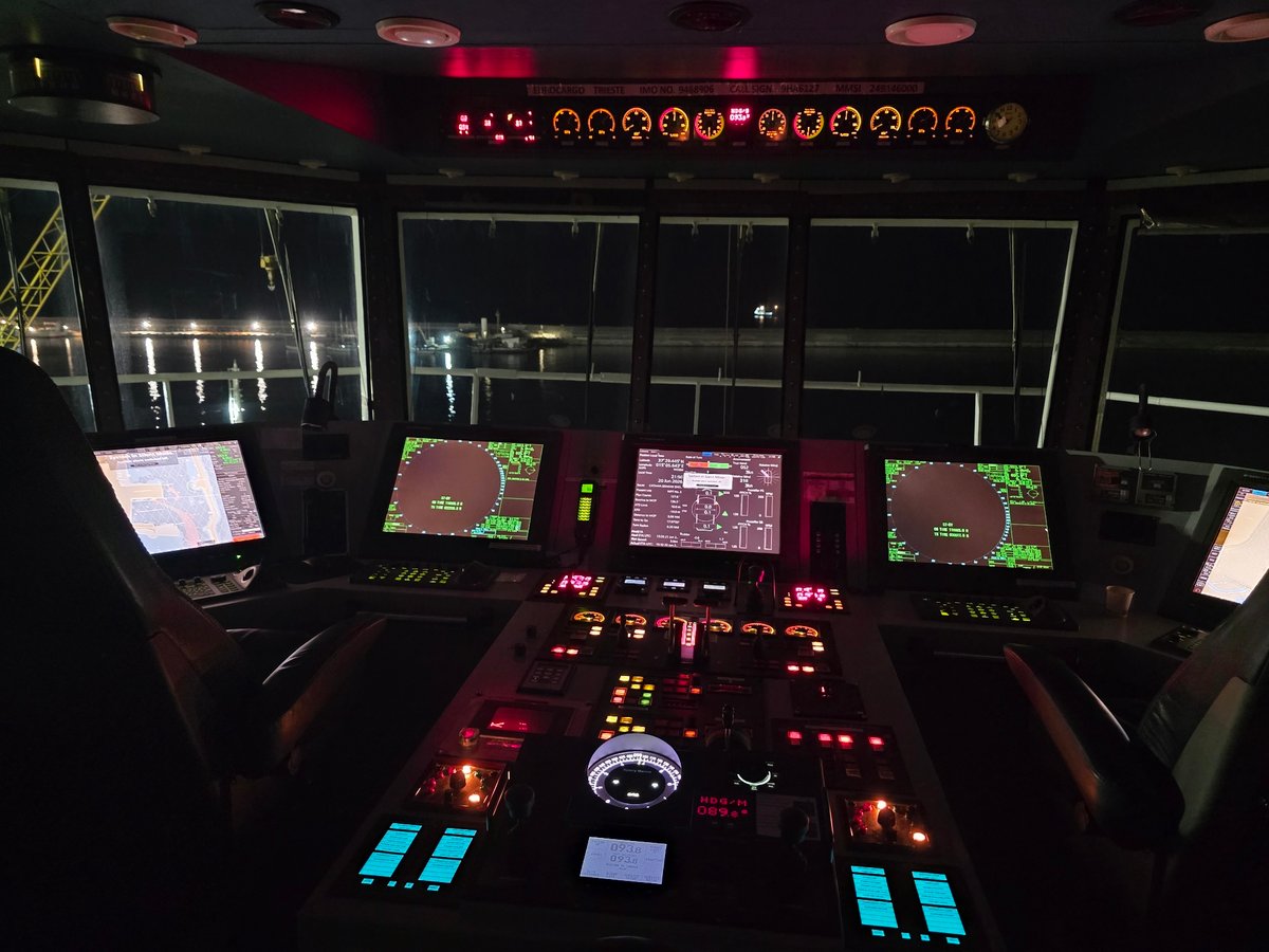 Aboard a ferry in Catania's port, night to dawn