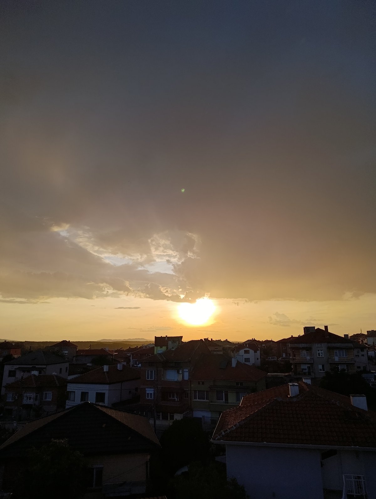 Sunset documented from balcony overlook in Svilengrad, Bulgaria
