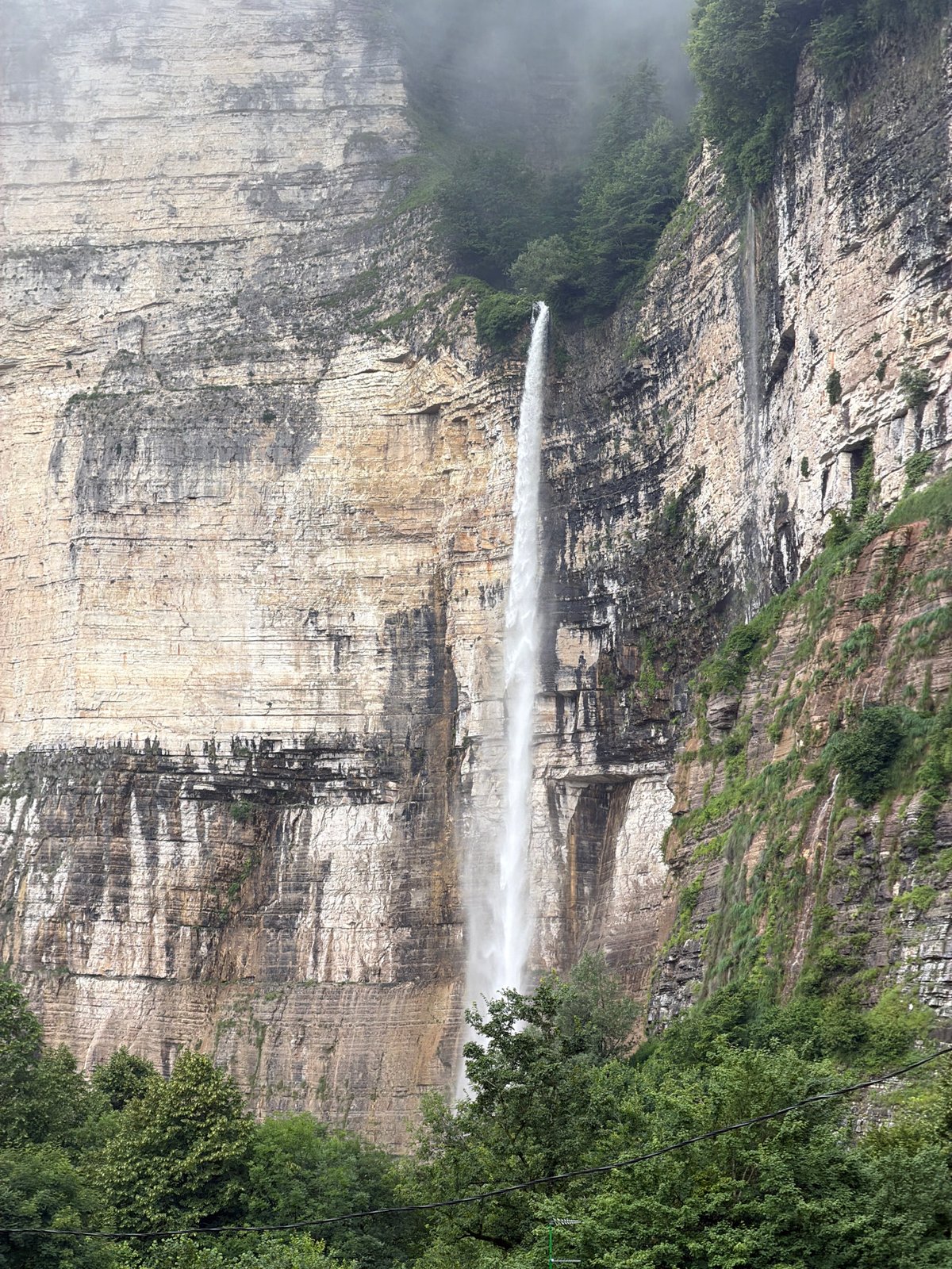 Waterfall and rocky gorge in Kinchkhaperdi, Georgia