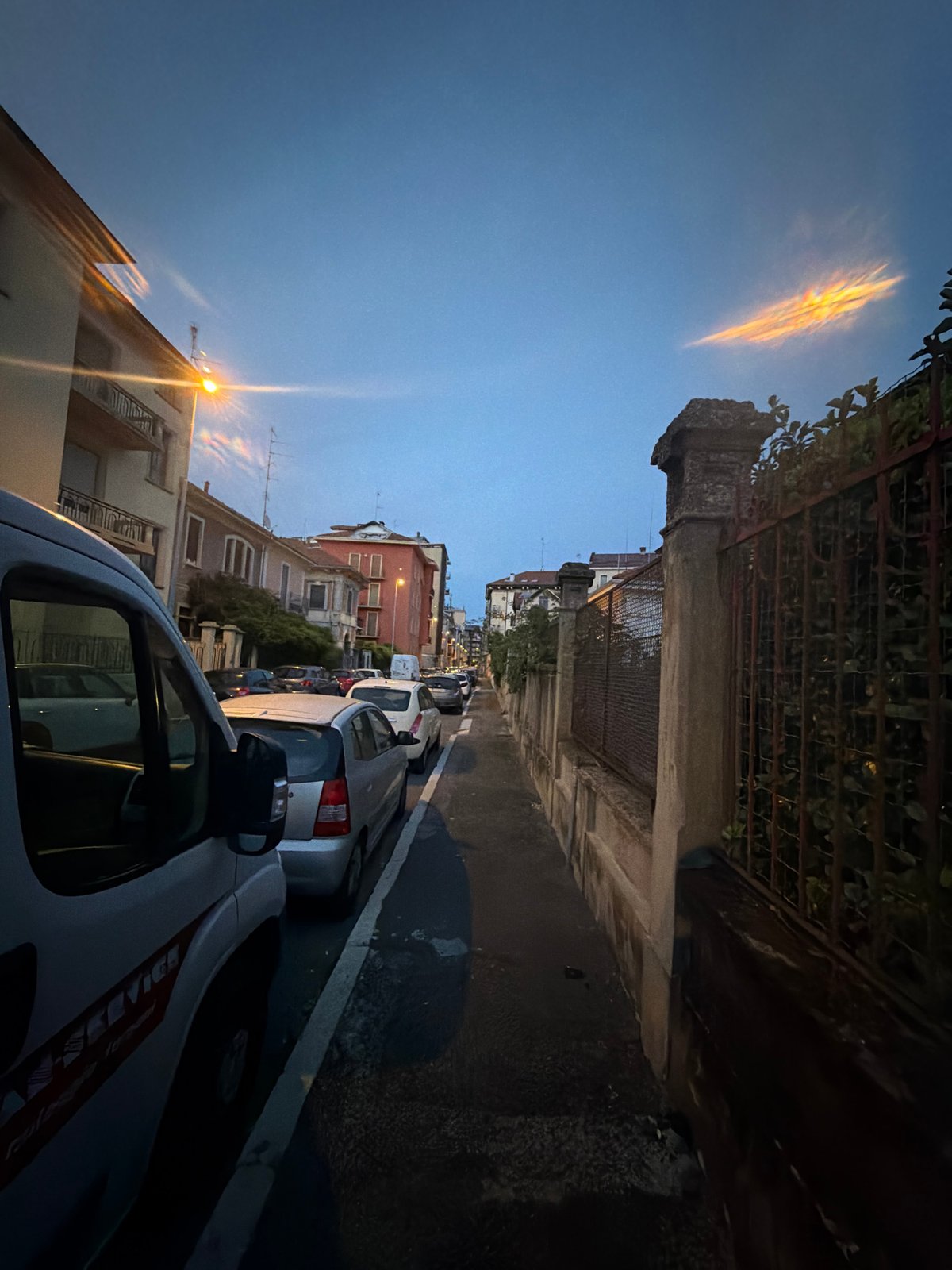 Novara streets at dusk, June 2026