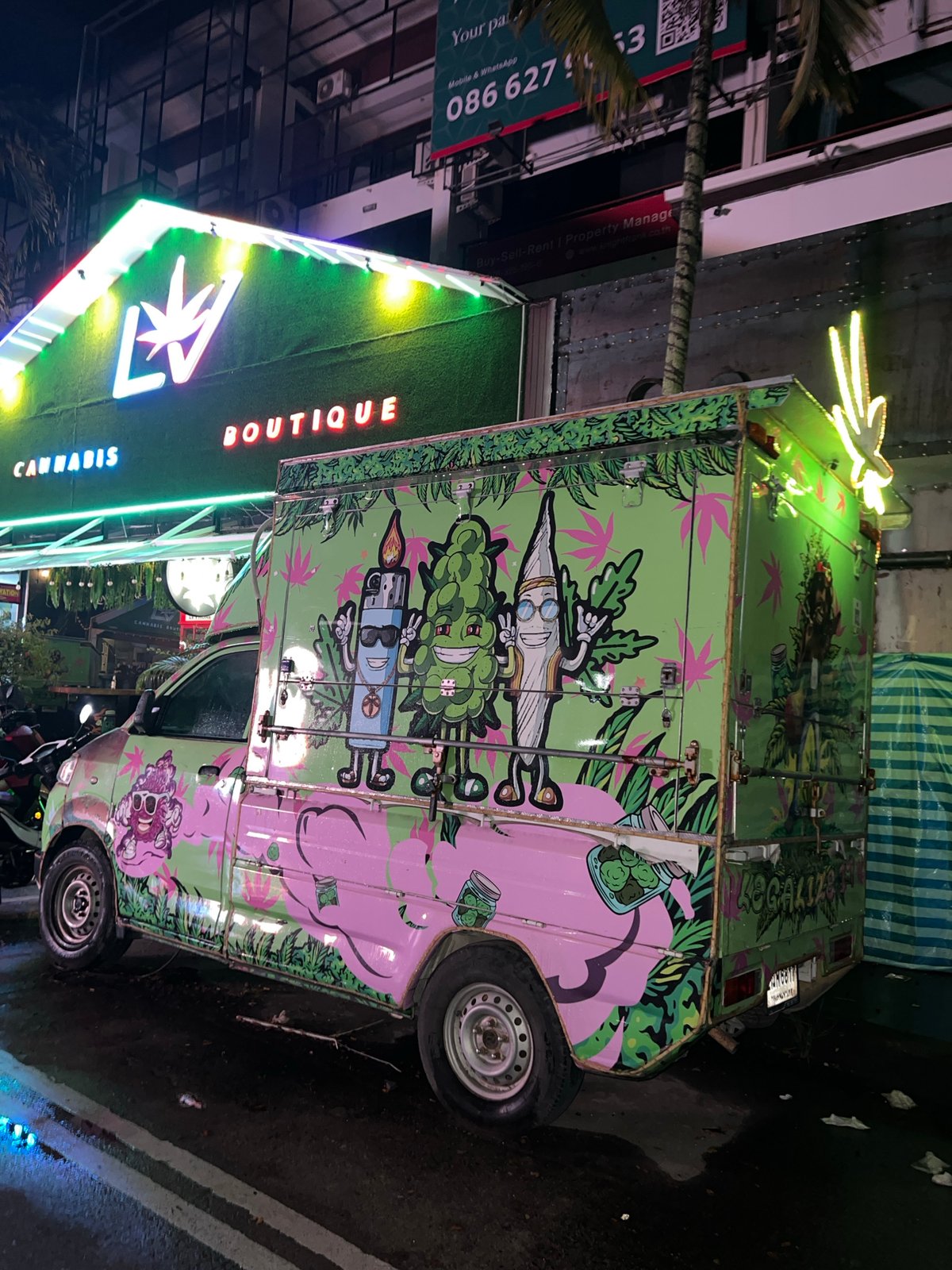 Colorful night market scene in Choeng Thale, Phuket