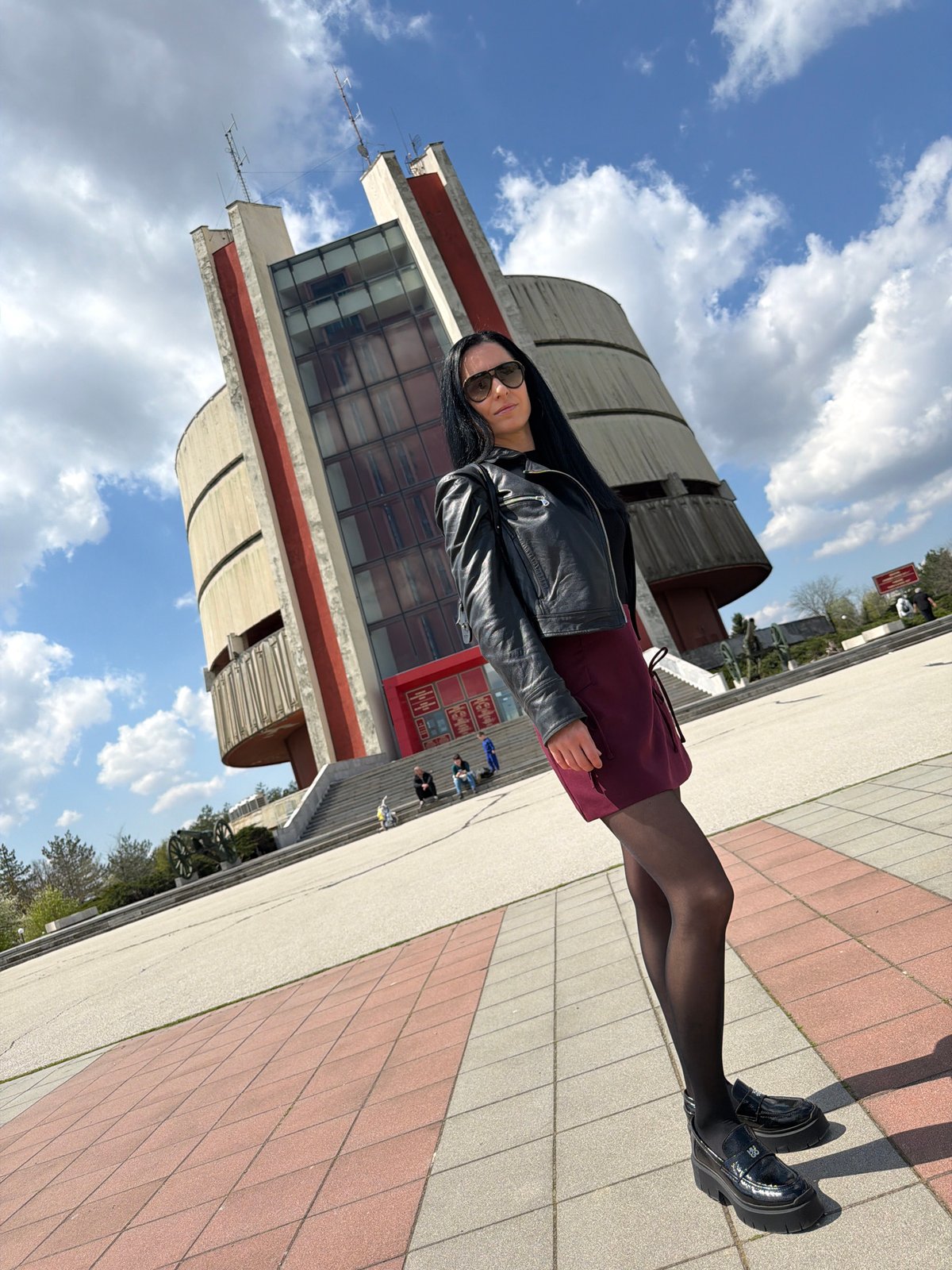 Woman photographed at multiple Pleven locations during morning outing