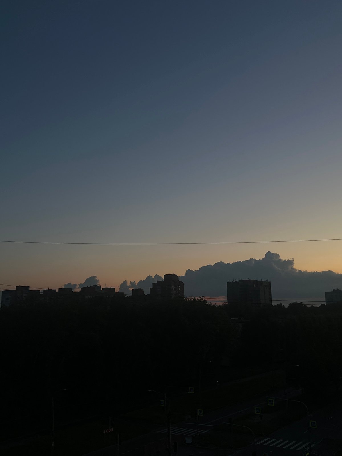 Midsummer twilight fades to night over Shushary's skyline