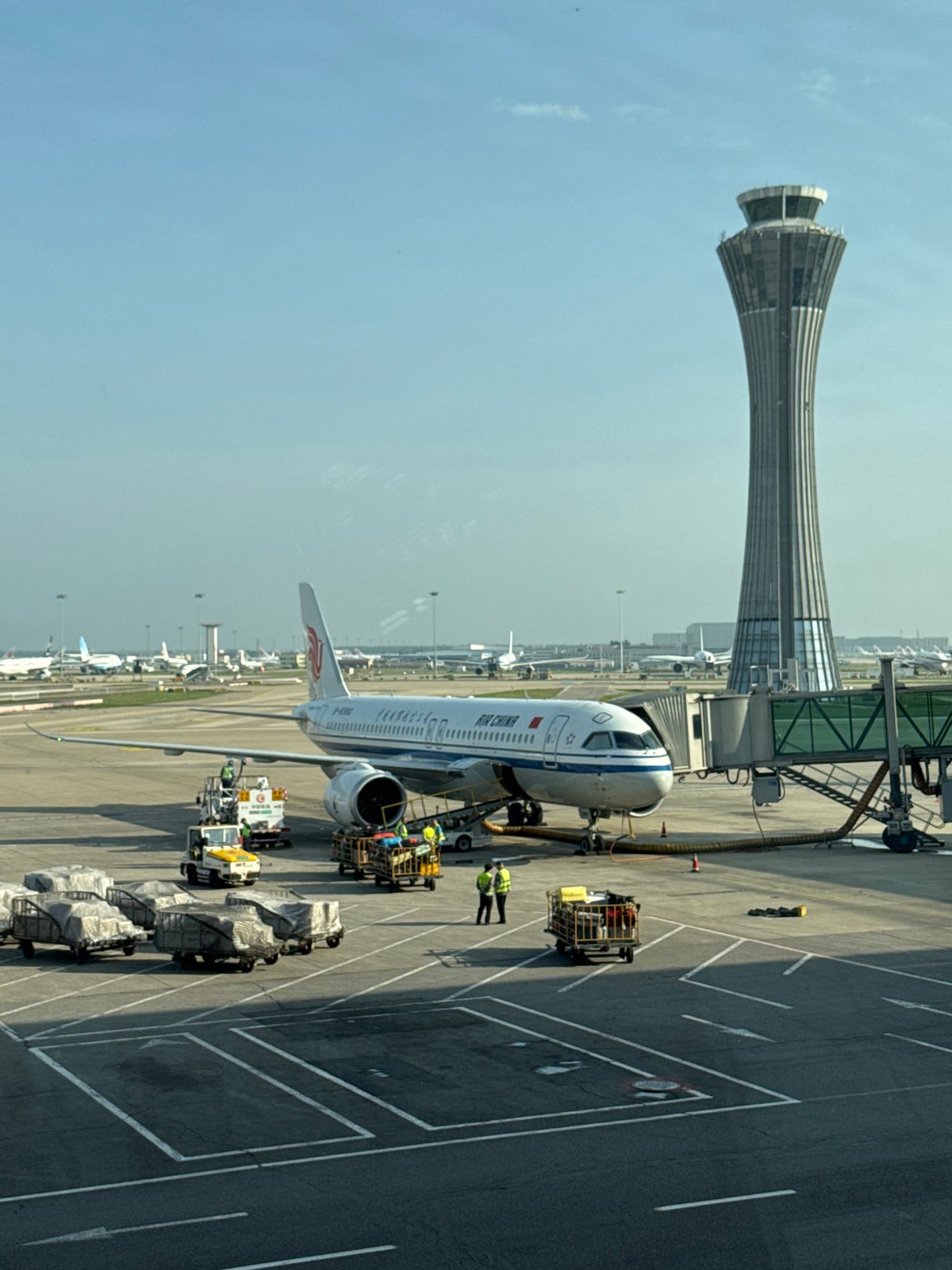 Evening scenes captured at Beijing Capital International Airport