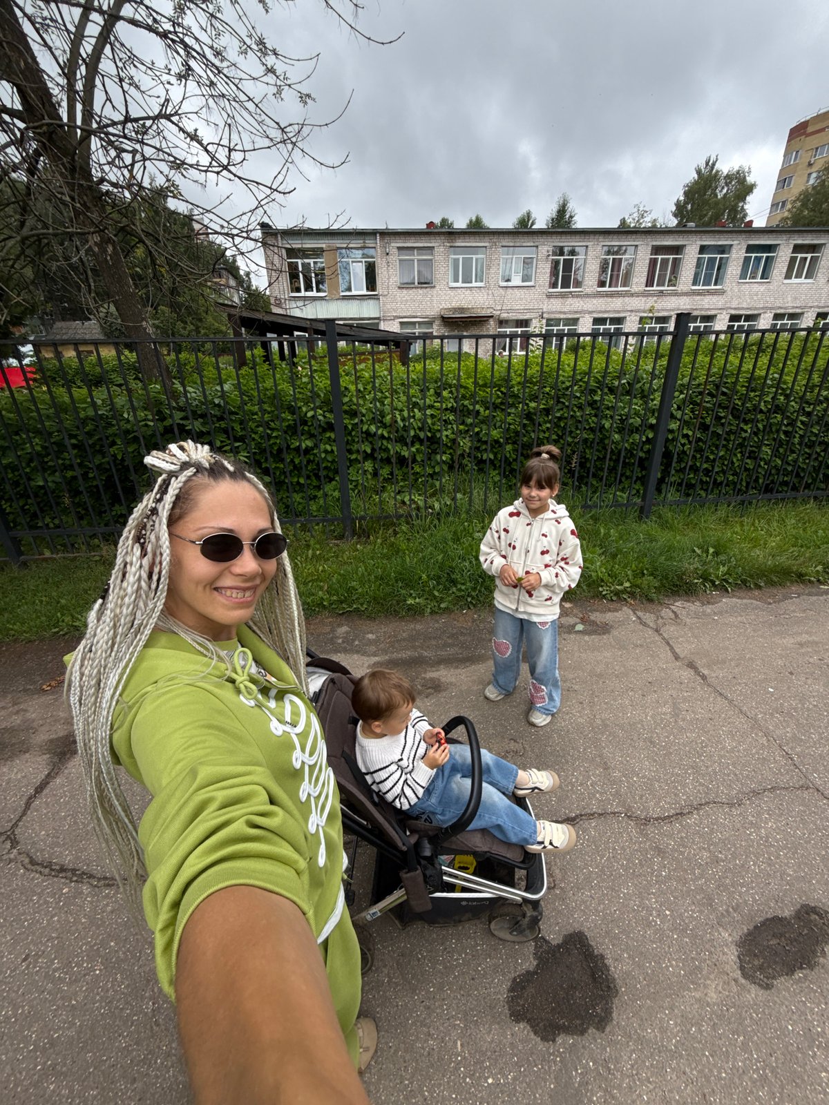 Selfie moment with matching hoodie energy in Rusanovo