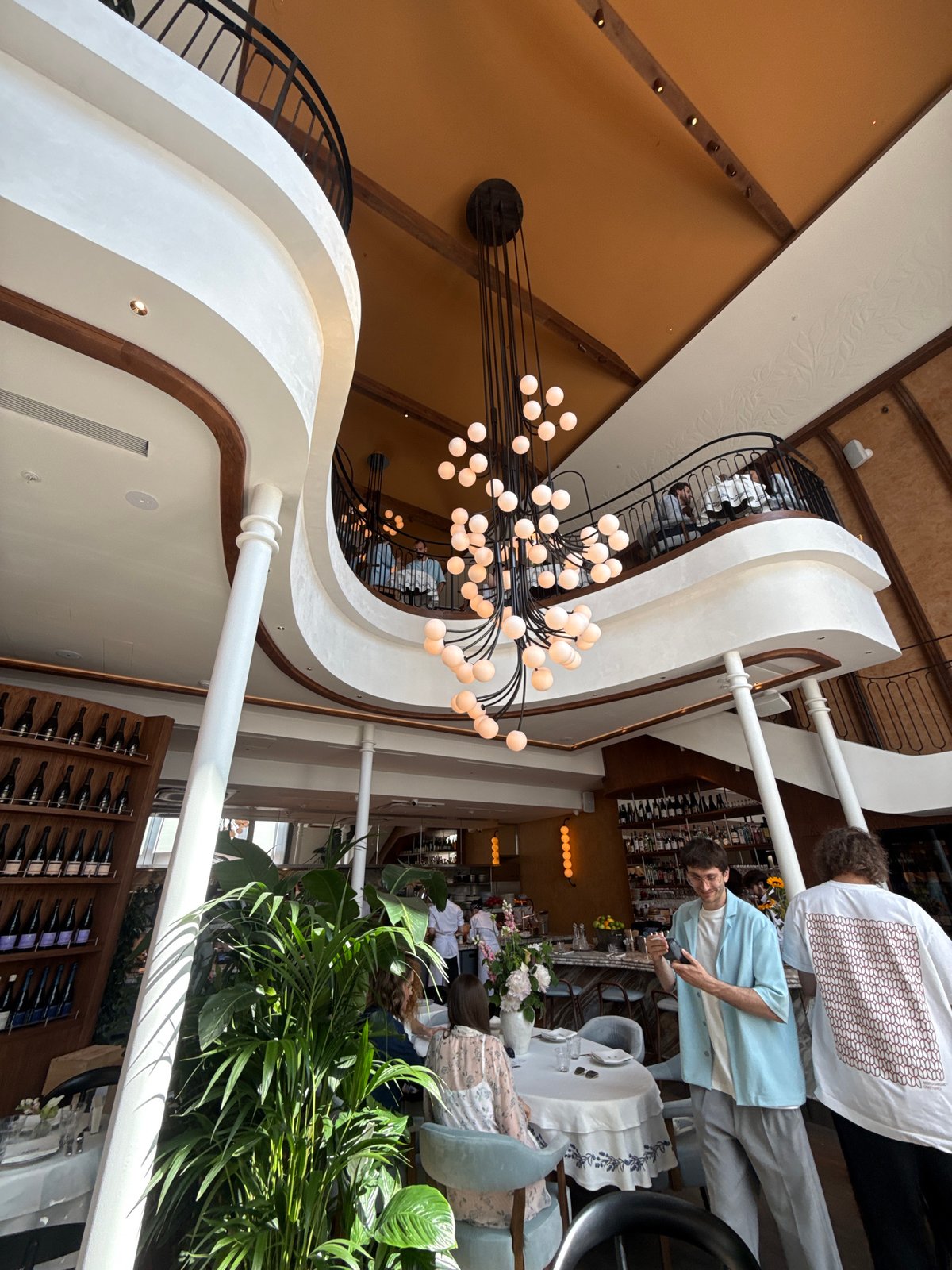 Grand multi-level restaurant interior in Moscow