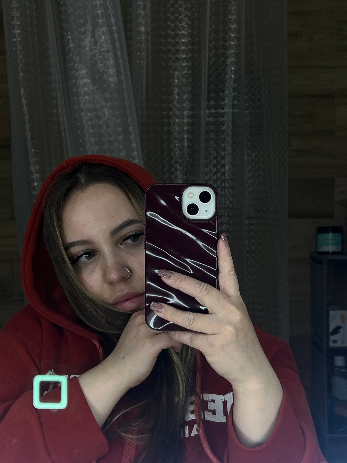 Young woman documents quiet evening at home in Krasnodar