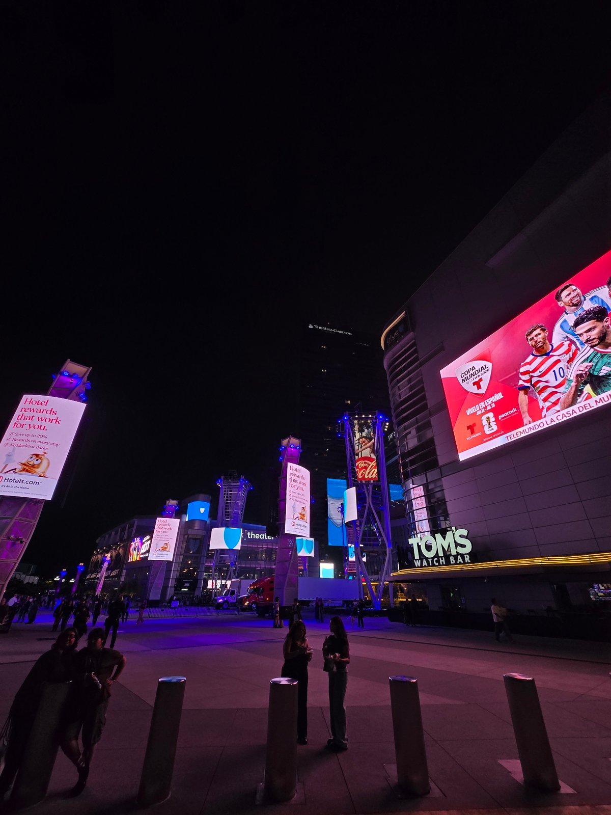 Downtown LA entertainment district buzzes with late-night activity