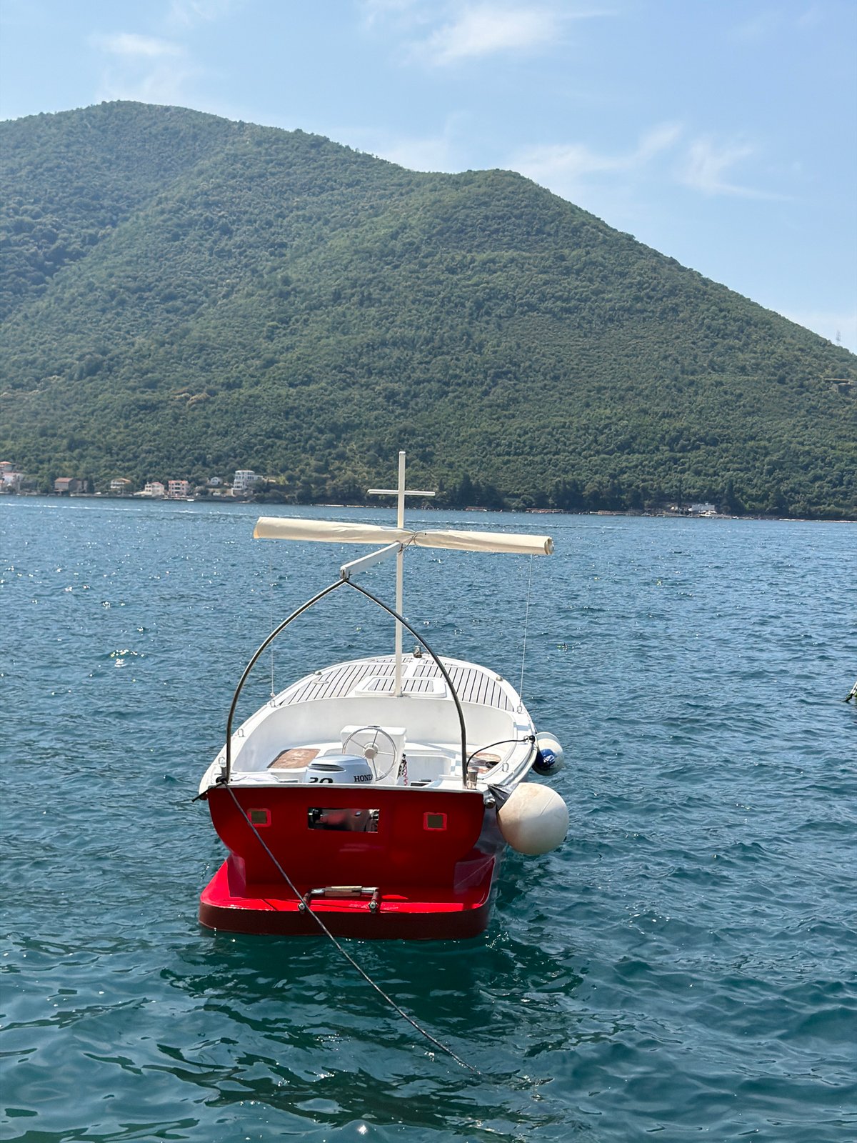 Summer morning tourism activity documented in Perast, Montenegro