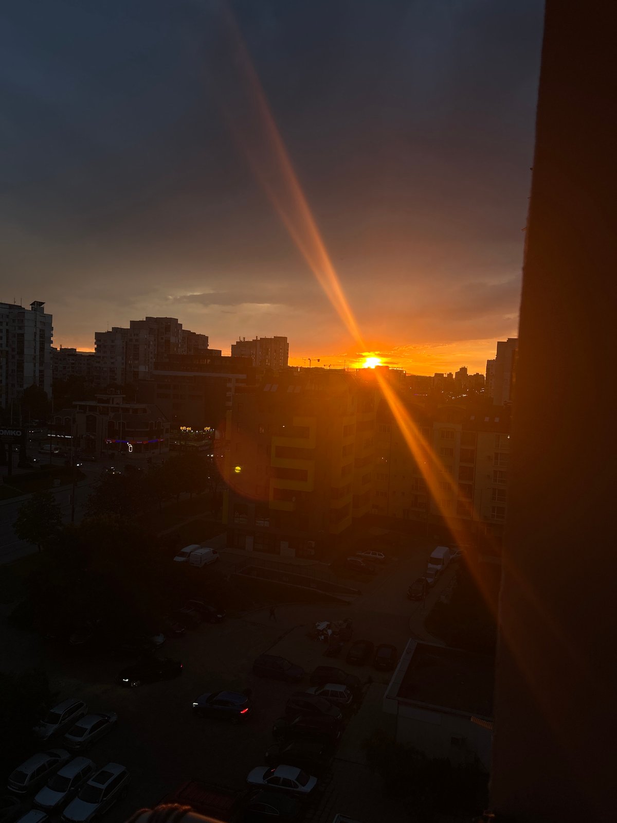Urban sunset captured from multiple elevated viewpoints