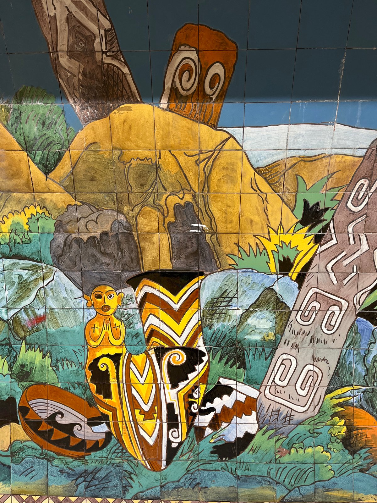 Colorful art installations documented in Buenos Aires subway station