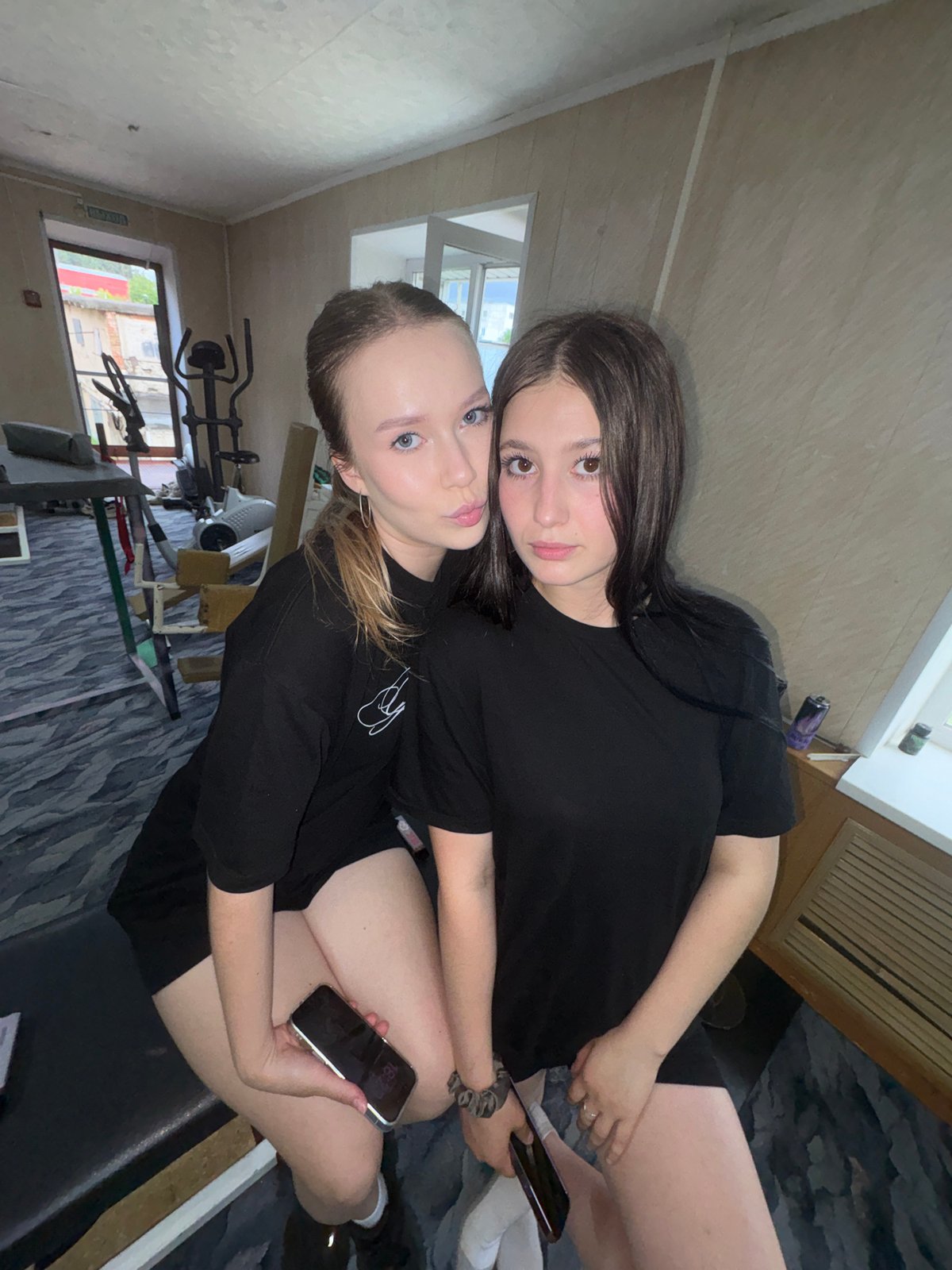 Young women document gym workout and social time in Chaikovsky