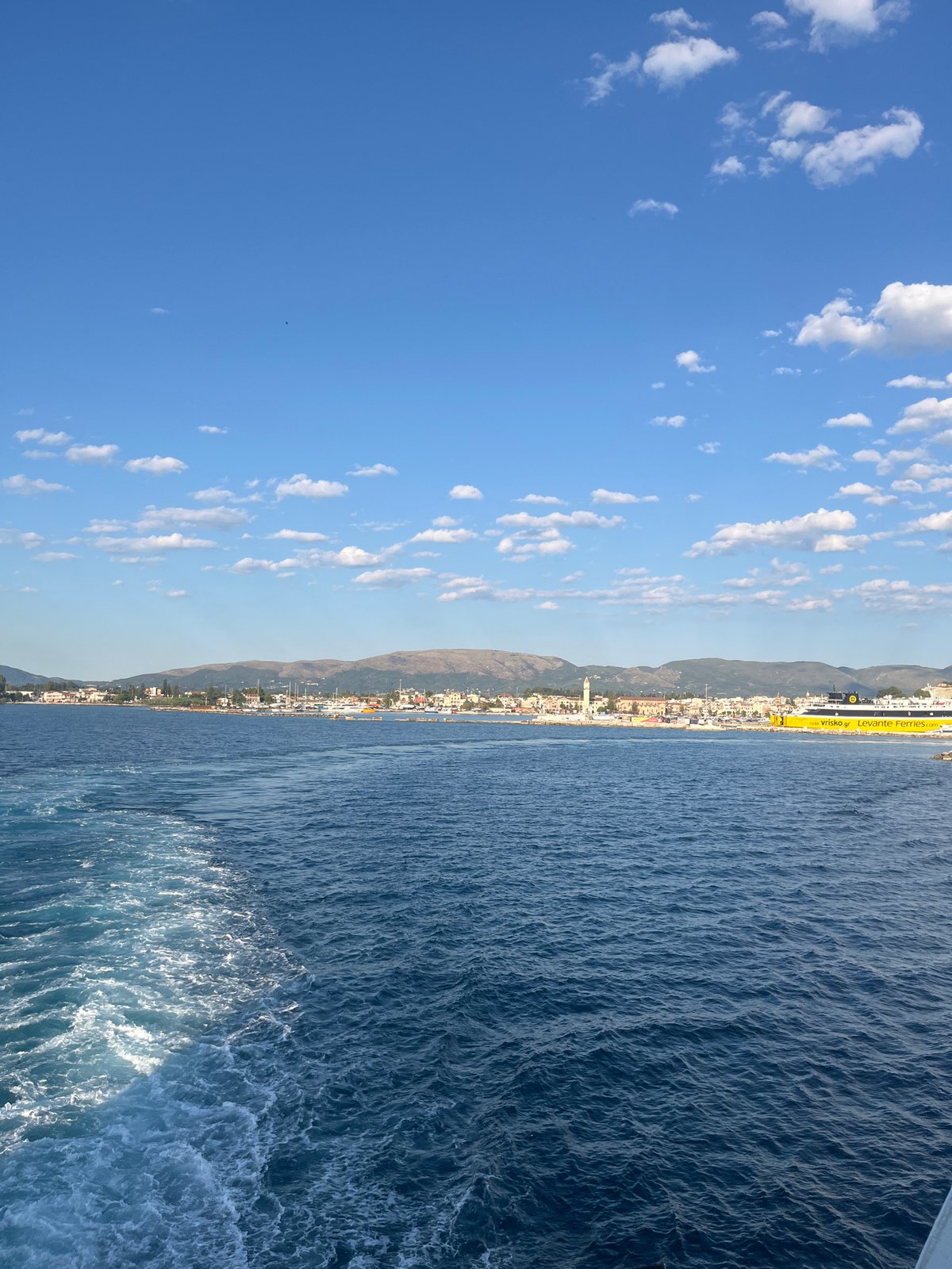 Ferry arriving into Zakynthos harbor, Greece