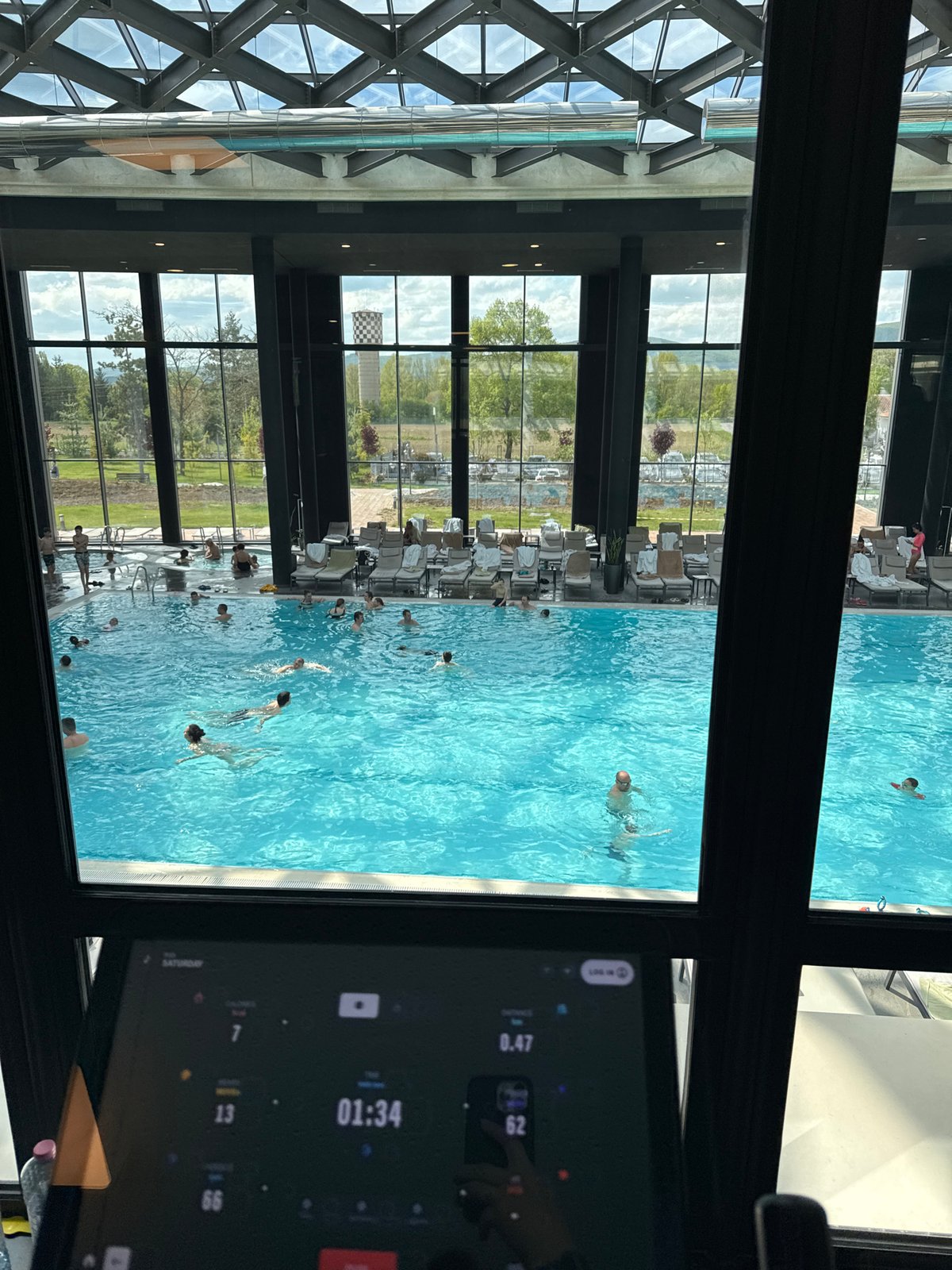 Indoor pool complex with glass dome documented in Kazanlak