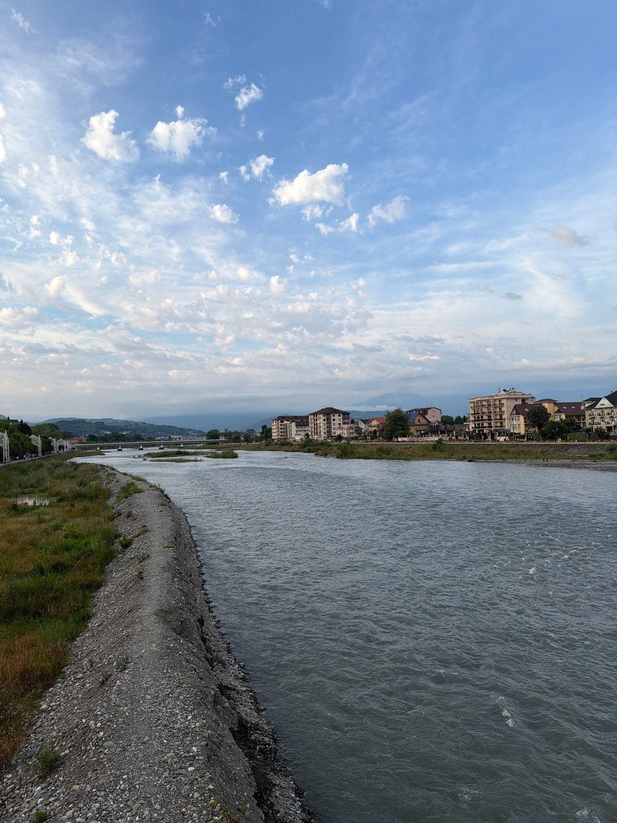 Summer evening life along Sochi's riverfront and Sirius canals