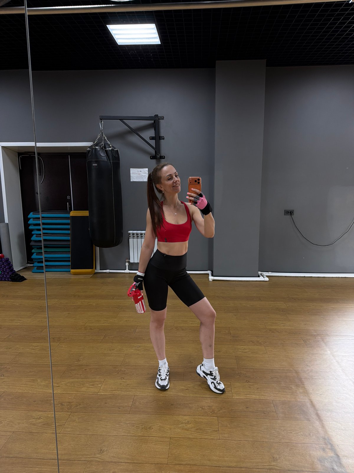 Mirror selfies at a gym in Birobidzhan, Russia