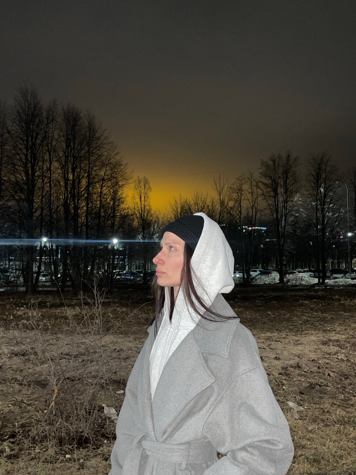 Woman in winter clothing observed in Izhevsk park